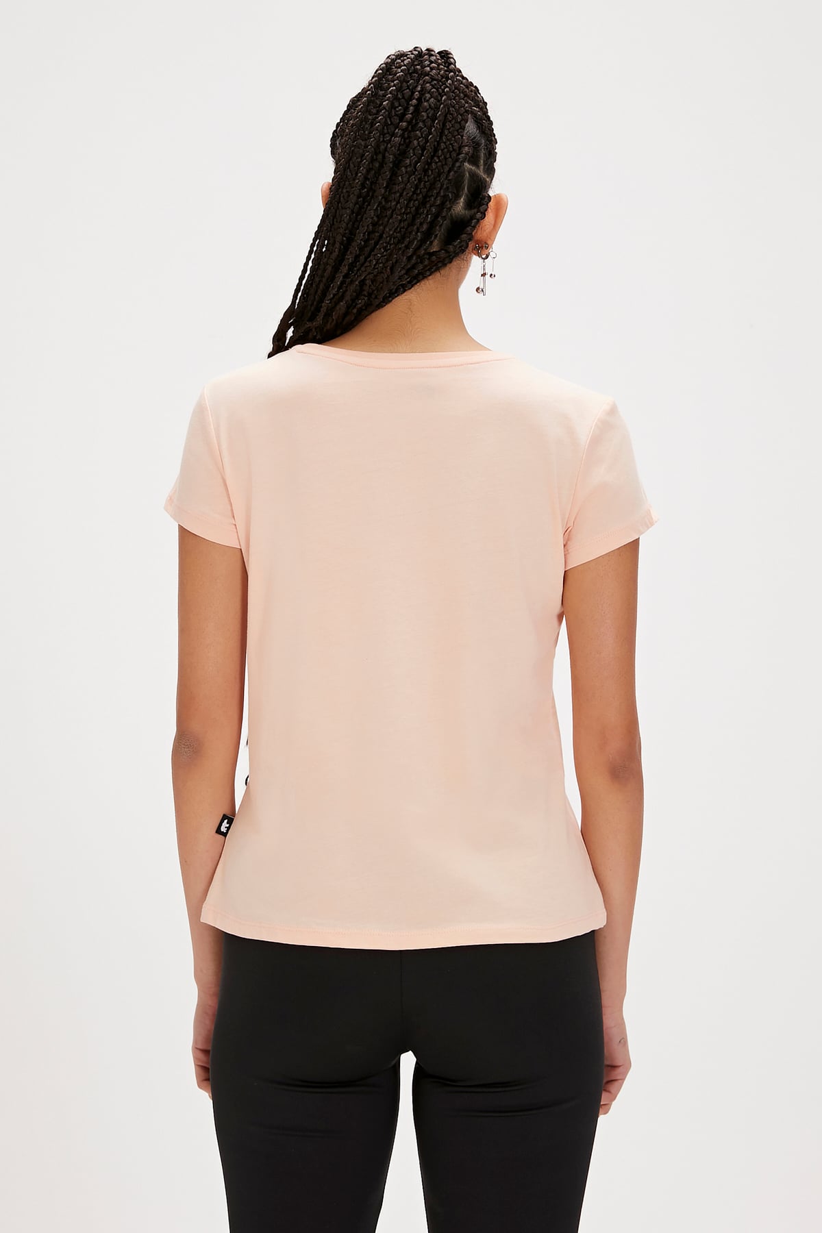 Logo Tee Pembe Logo Baskılı Basic Kadın Tişört