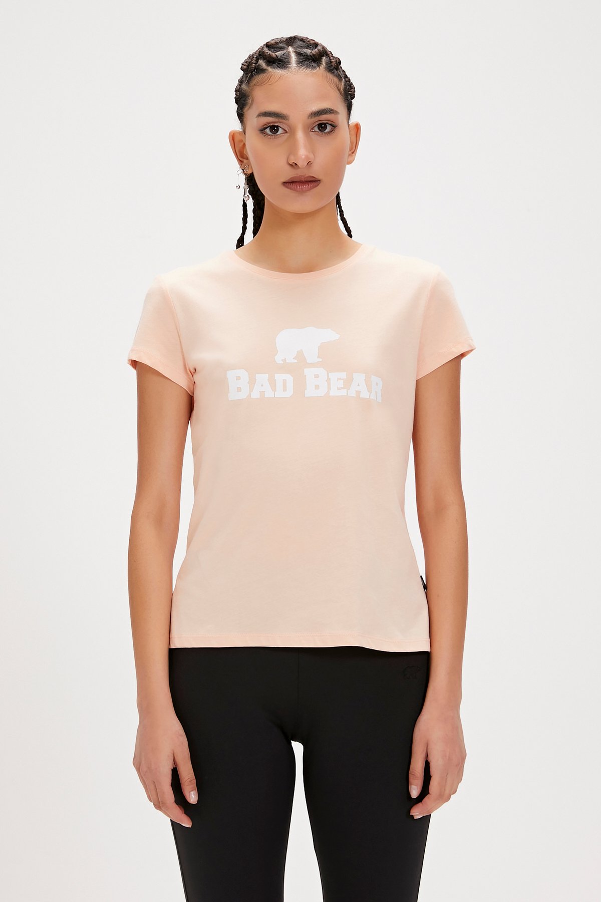 Logo Tee Pembe Logo Baskılı Basic Kadın Tişört