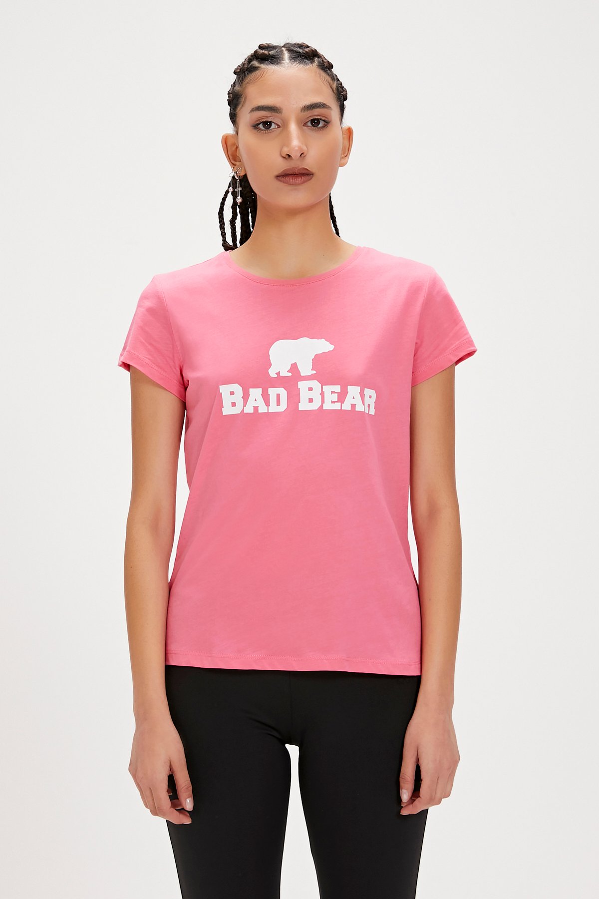 Logo Tee Pembe Logo Baskılı Basic Kadın Tişört