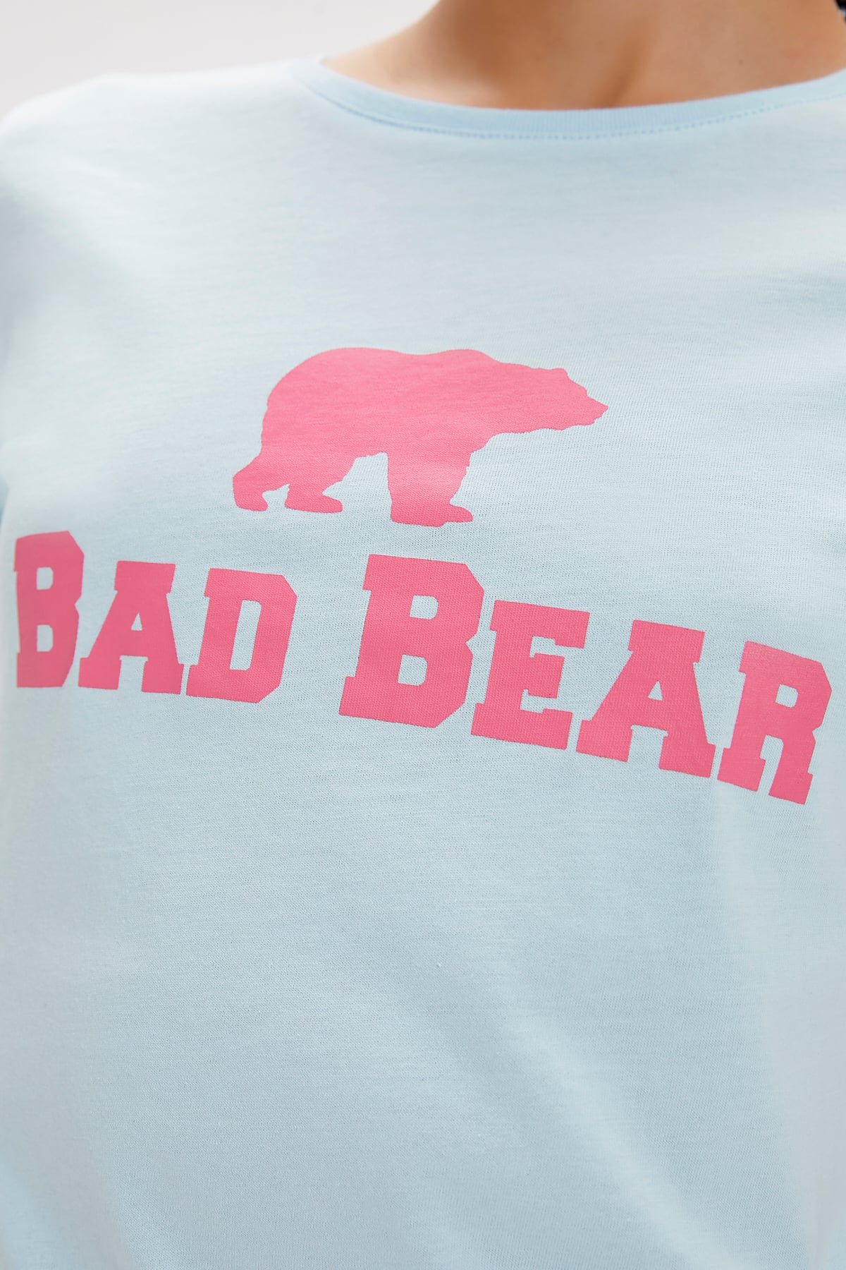 Logo Tee Sky Blue Logo Baskılı Basic Kadın Tişört