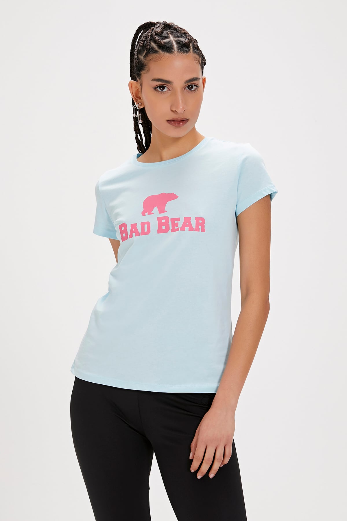 Logo Tee Sky Blue Logo Baskılı Basic Kadın Tişört