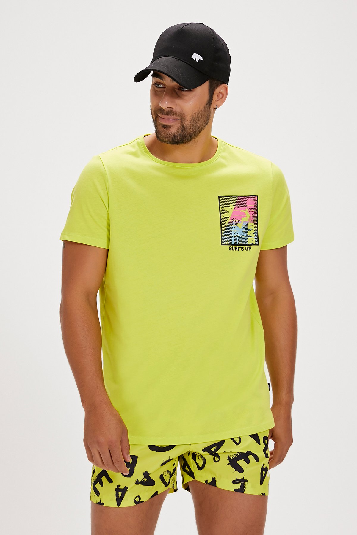 Lorenzo Yeşil Baskılı Erkek Tişört