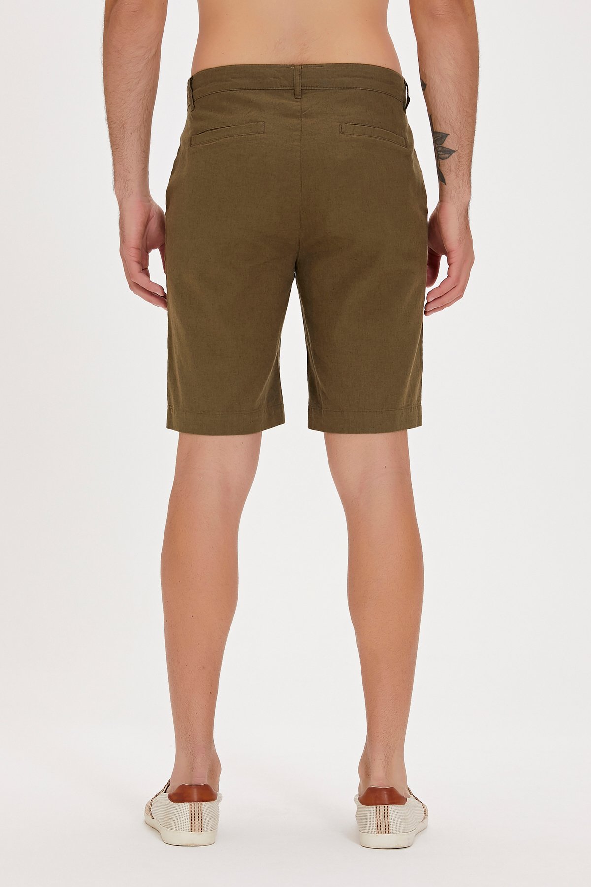 Lyne Haki Yandan Cepli Erkek Şort