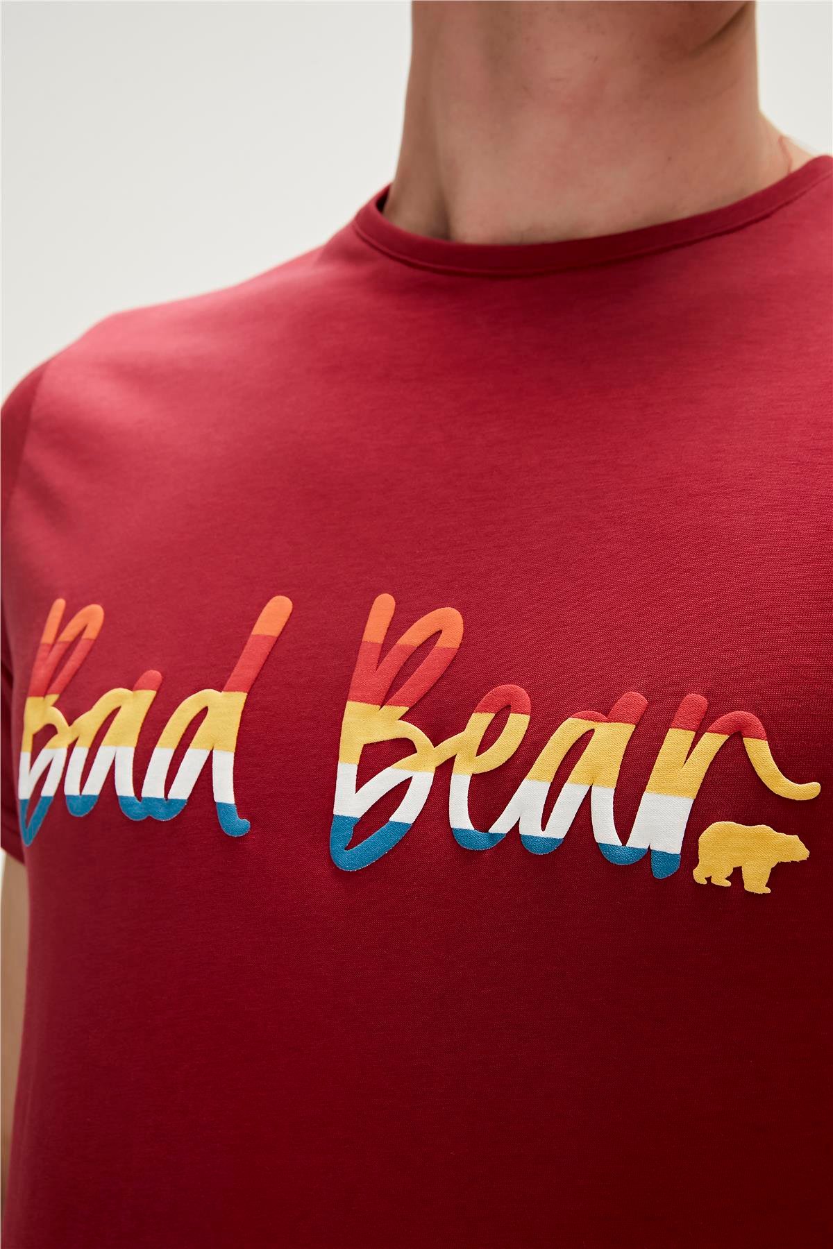 Manuscript T-Shirt Bordo Baskılı Erkek Tişört 