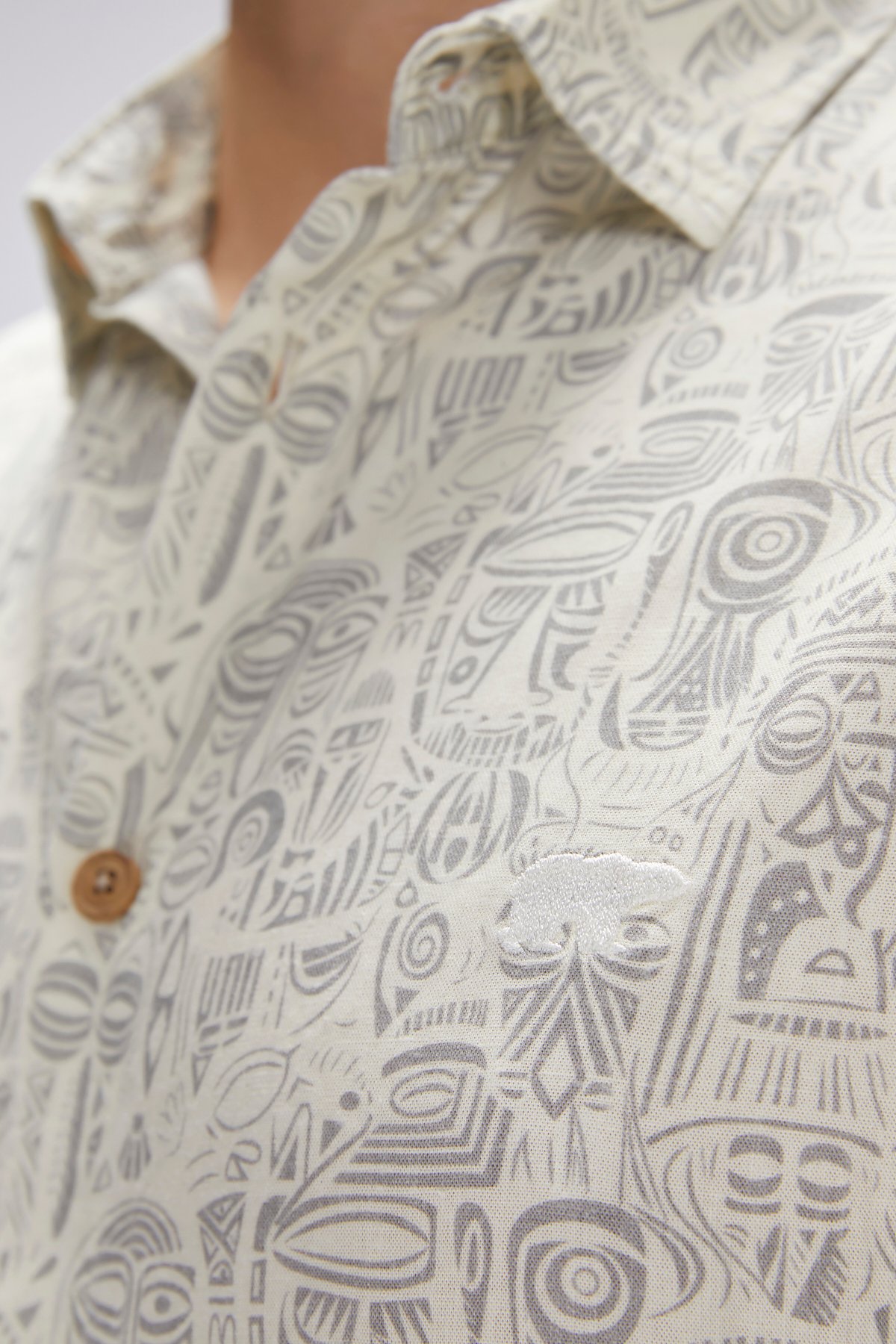 Merle Beyaz Kısa Kollu Baskılı Erkek Gömlek