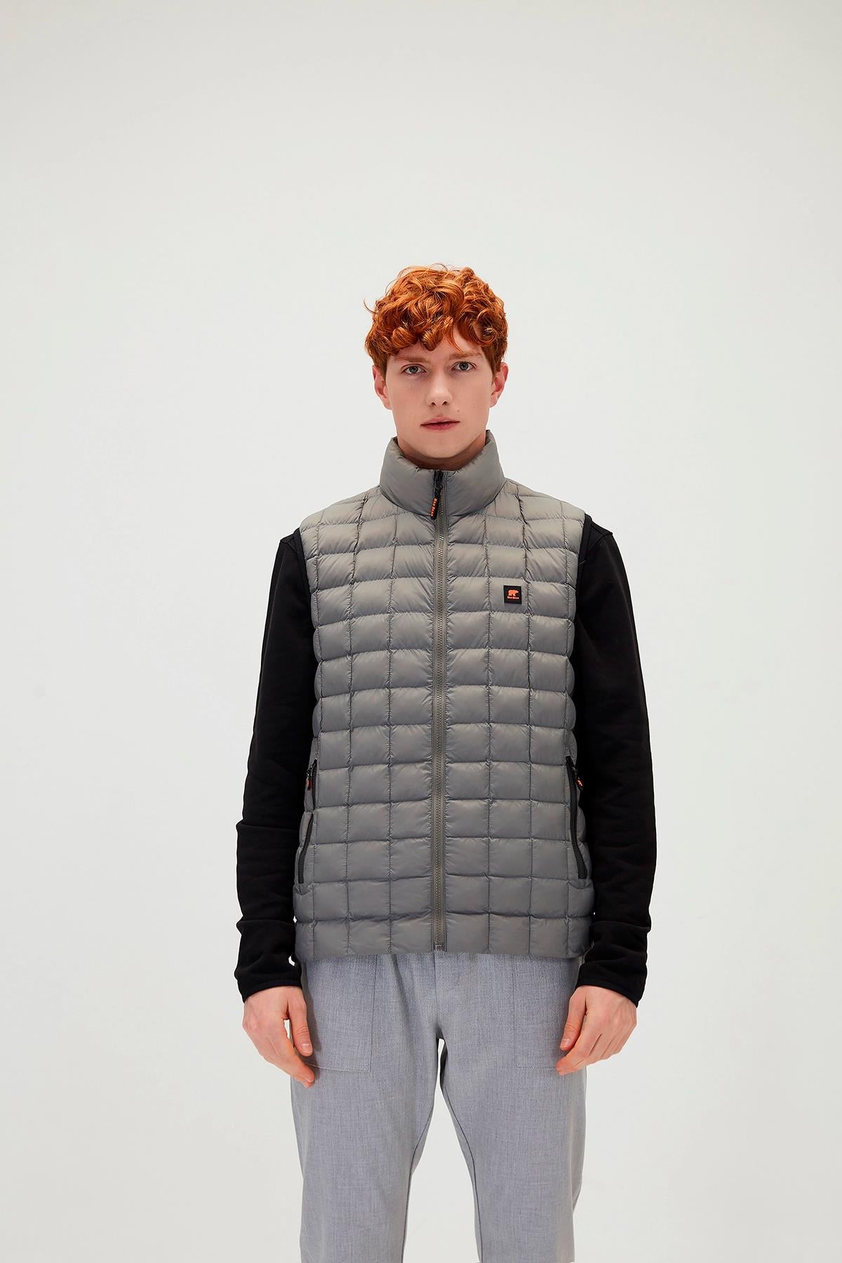 Miner Vest Gümüş Gri Erkek Puffer Yelek