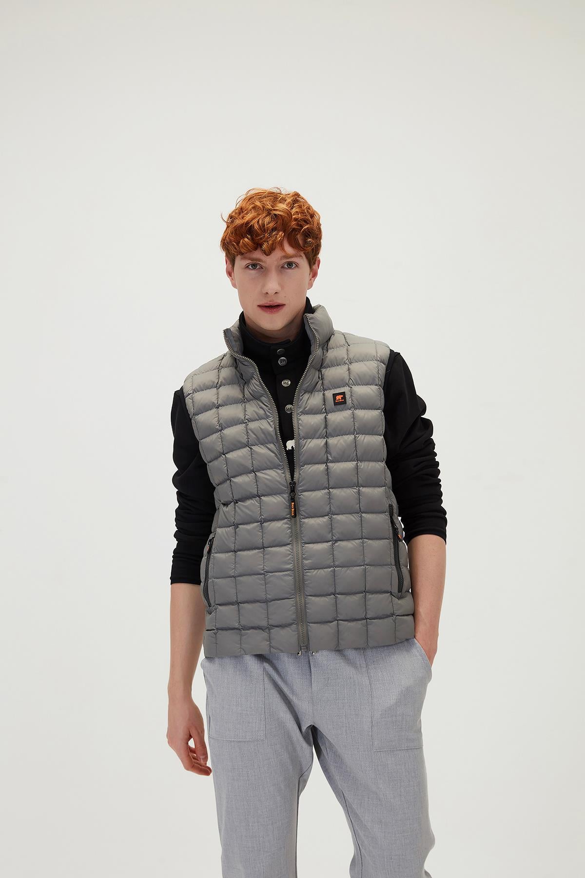 Miner Vest Gümüş Gri Erkek Puffer Yelek