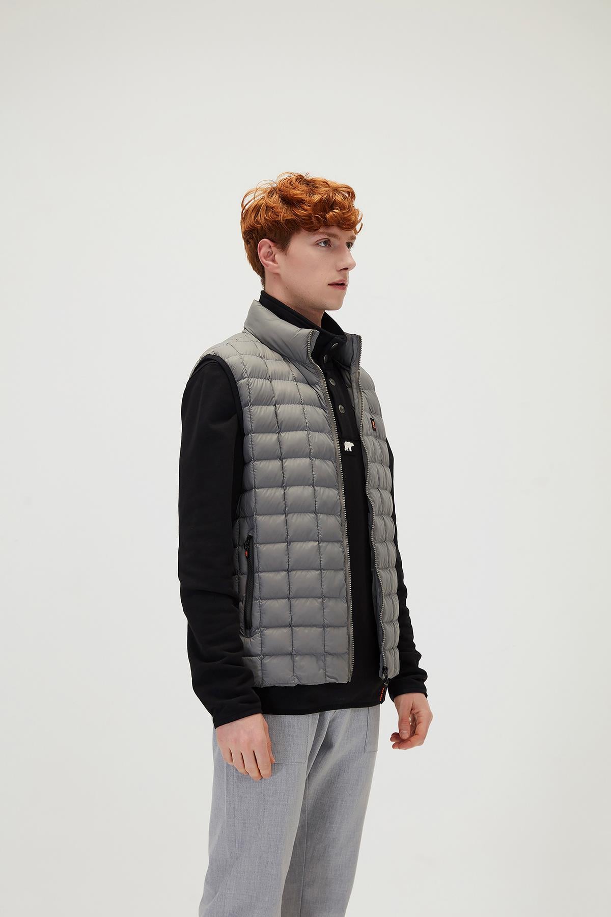 Miner Vest Gümüş Gri Erkek Puffer Yelek