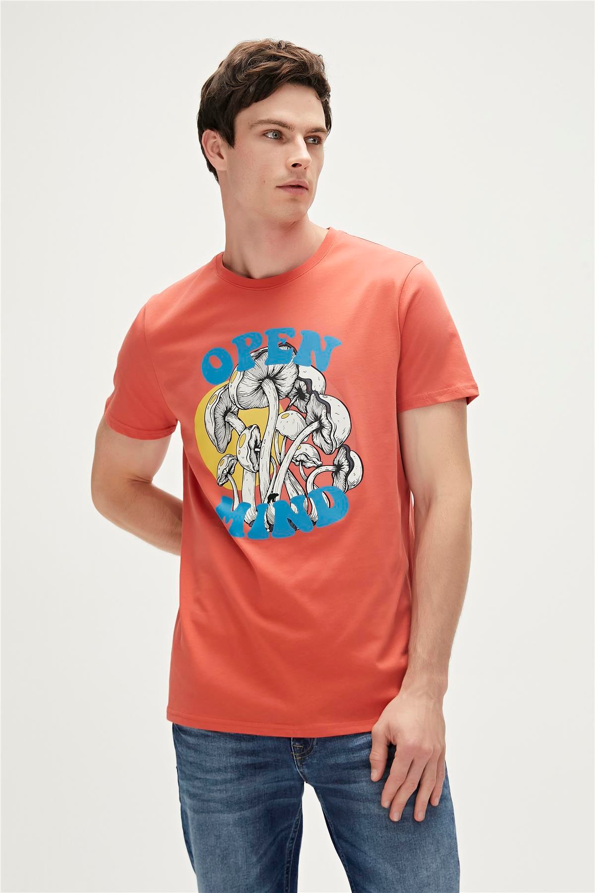 Open Mind T-Shirt Ginger Tarçın Baskılı Erkek Tişört 