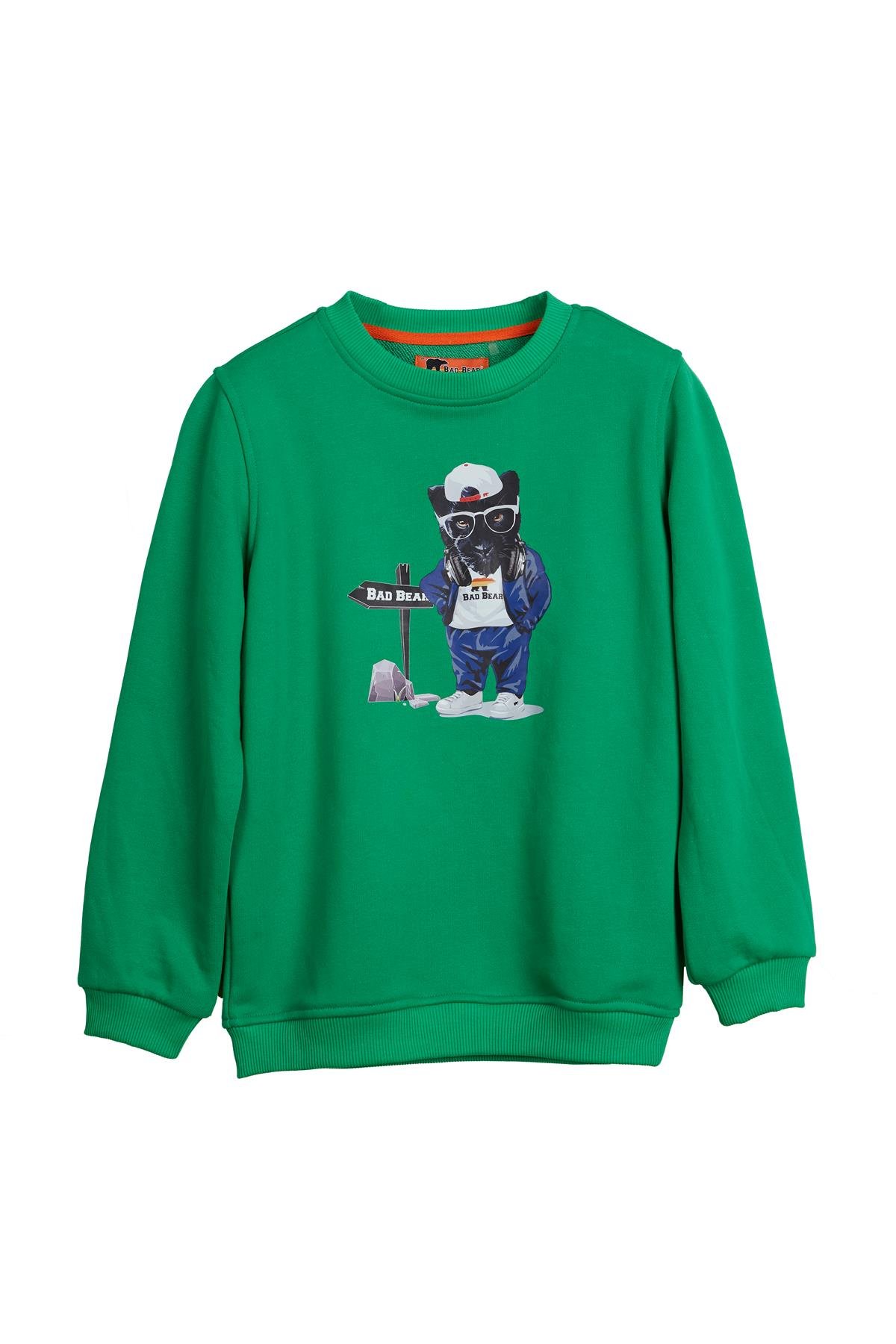PANTHER CREWNECK JR PRINTED CREWNECK GREEN  ÇOCUK SWEATSHIRT PANTHER CREWNECK JRPANTHER CREWNECK JR