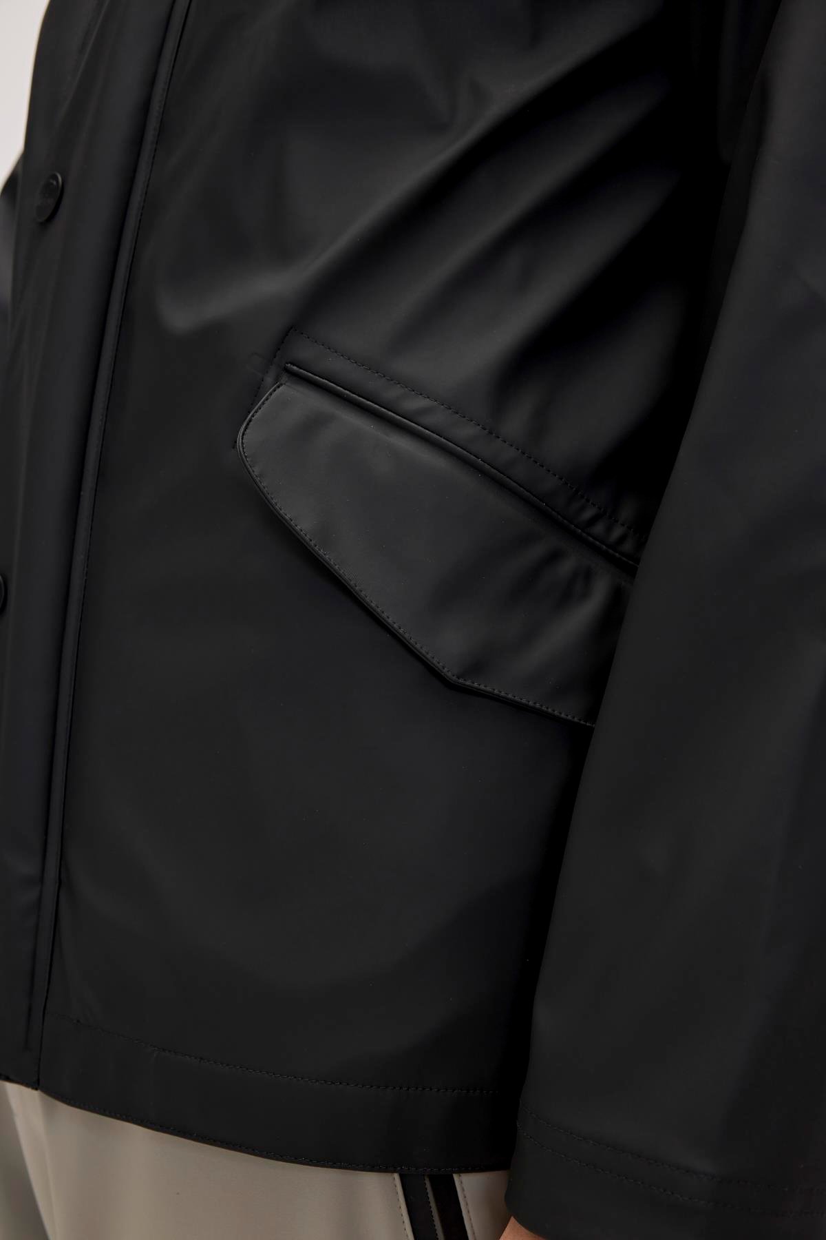 Patrol Raincoat Siyah Erkek Kapüşonlu Yağmurluk 