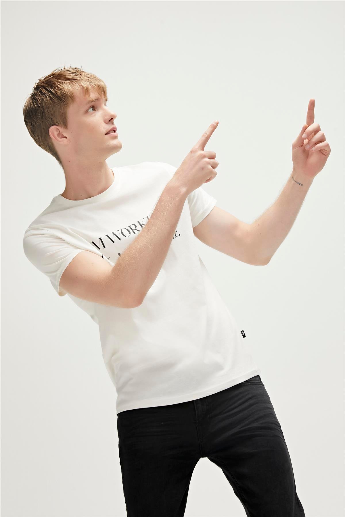 Persona T-Shirt Off-White Beyaz Baskılı Erkek Tişört 