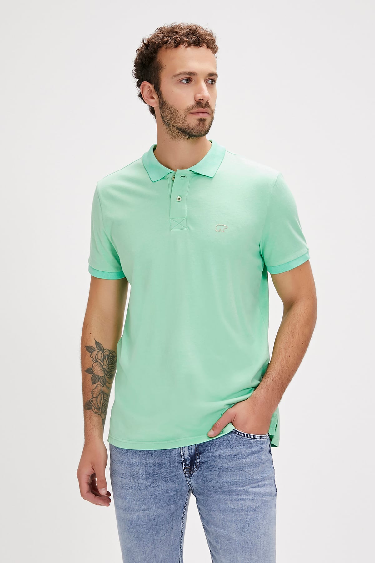 Pure Polo Yaka Yeşil Erkek Tişört