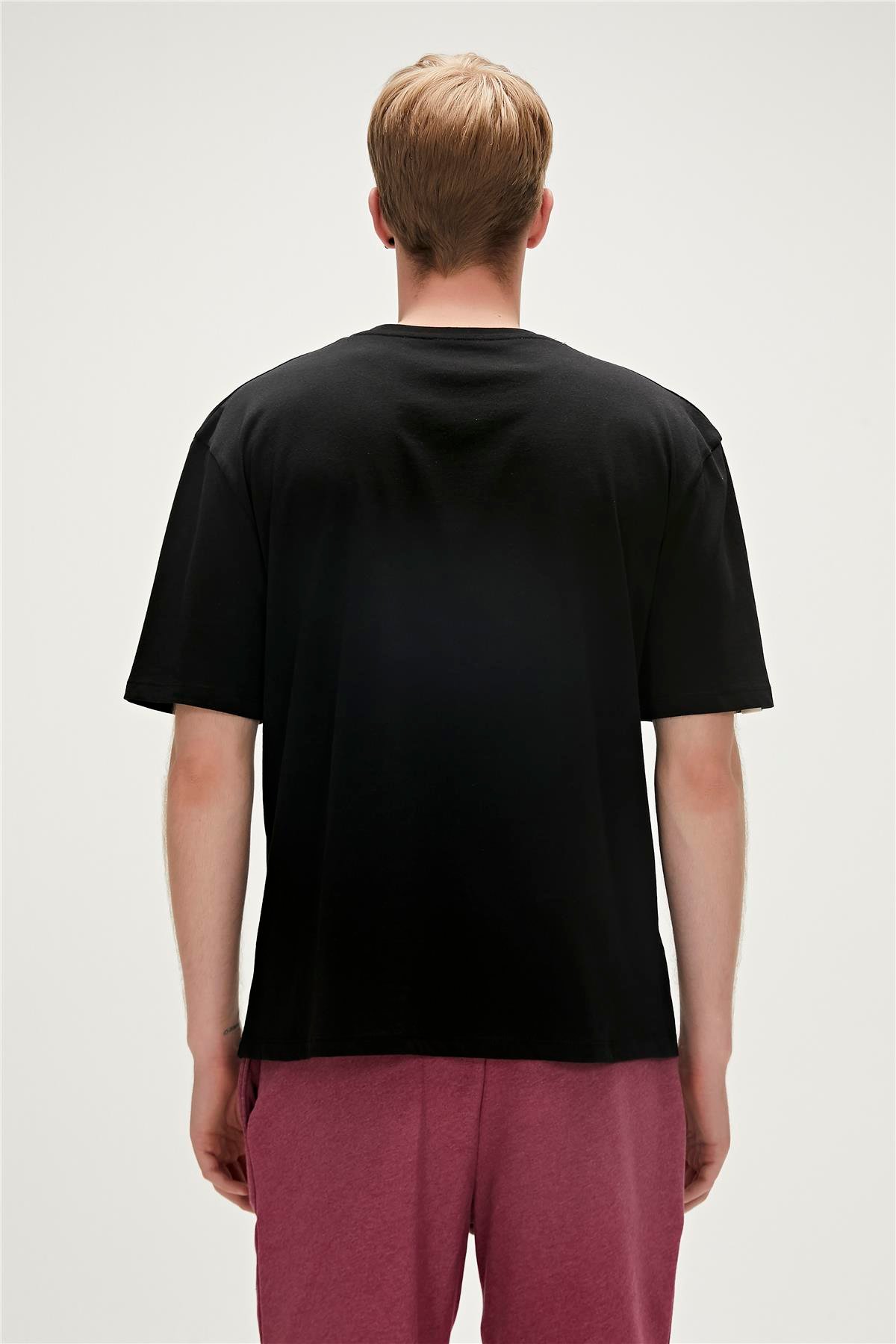 Re-Black Recycle Siyah T-Shirt Baskılı Erkek Tişört