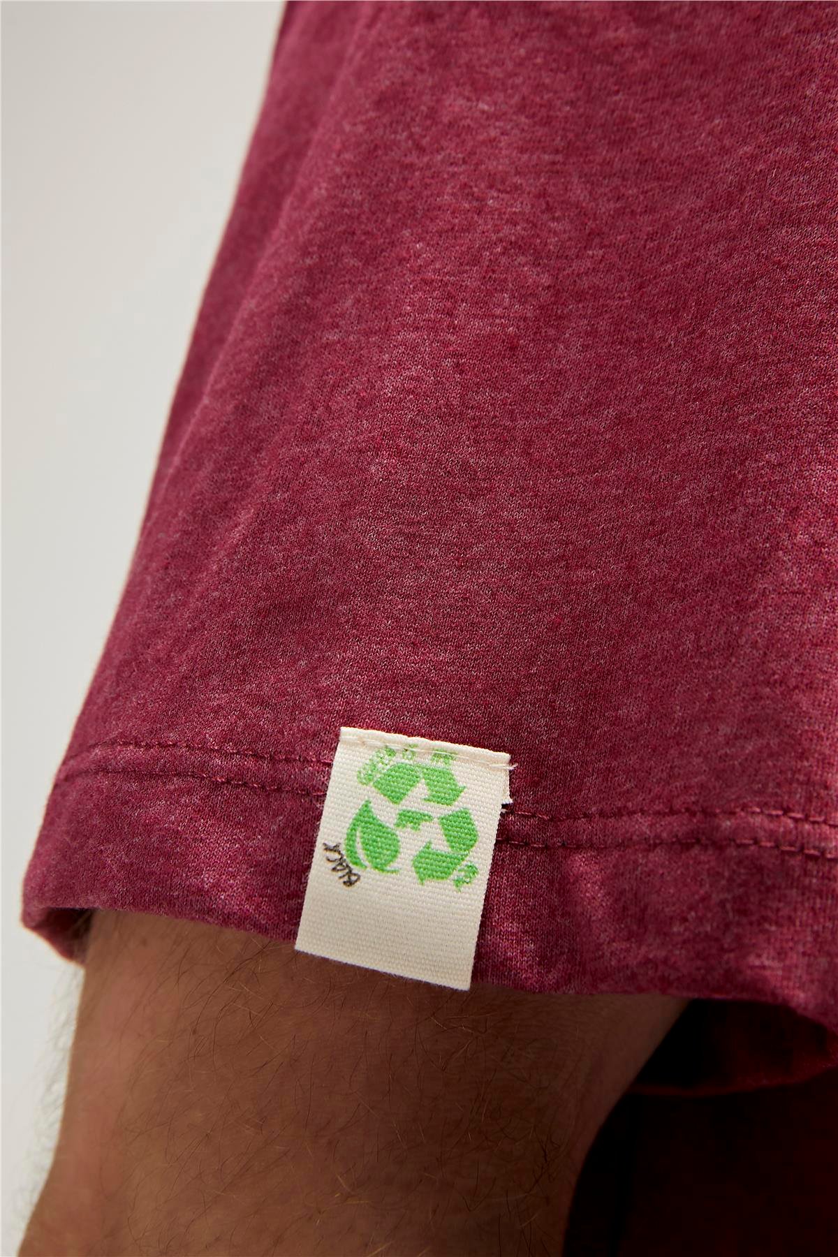 Re-Finger Recycle Bordo T-Shirt Baskılı Erkek Tişört