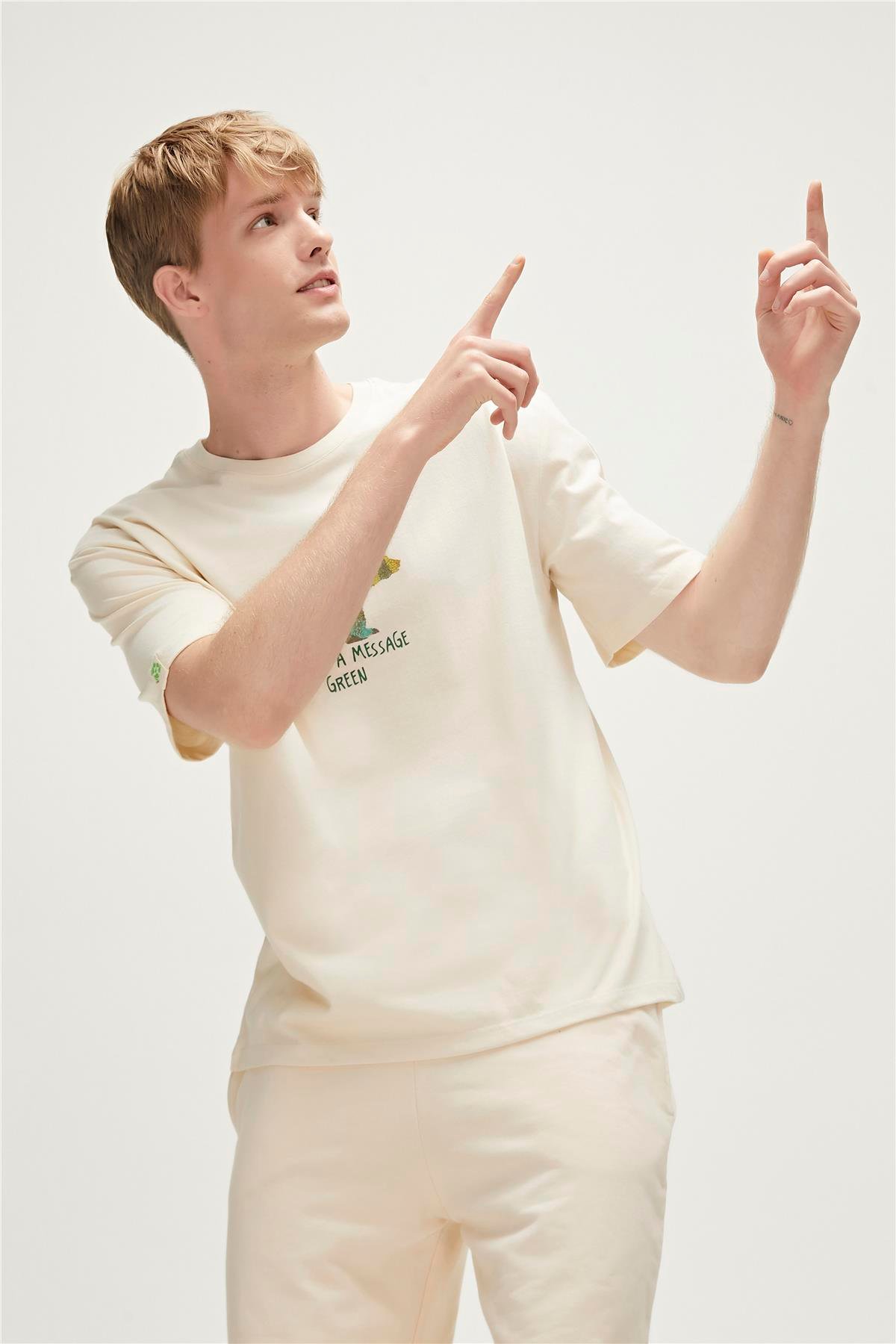 Re-Finger Recycle Marshmallow Beyaz T-Shirt Baskılı Erkek Tişört
