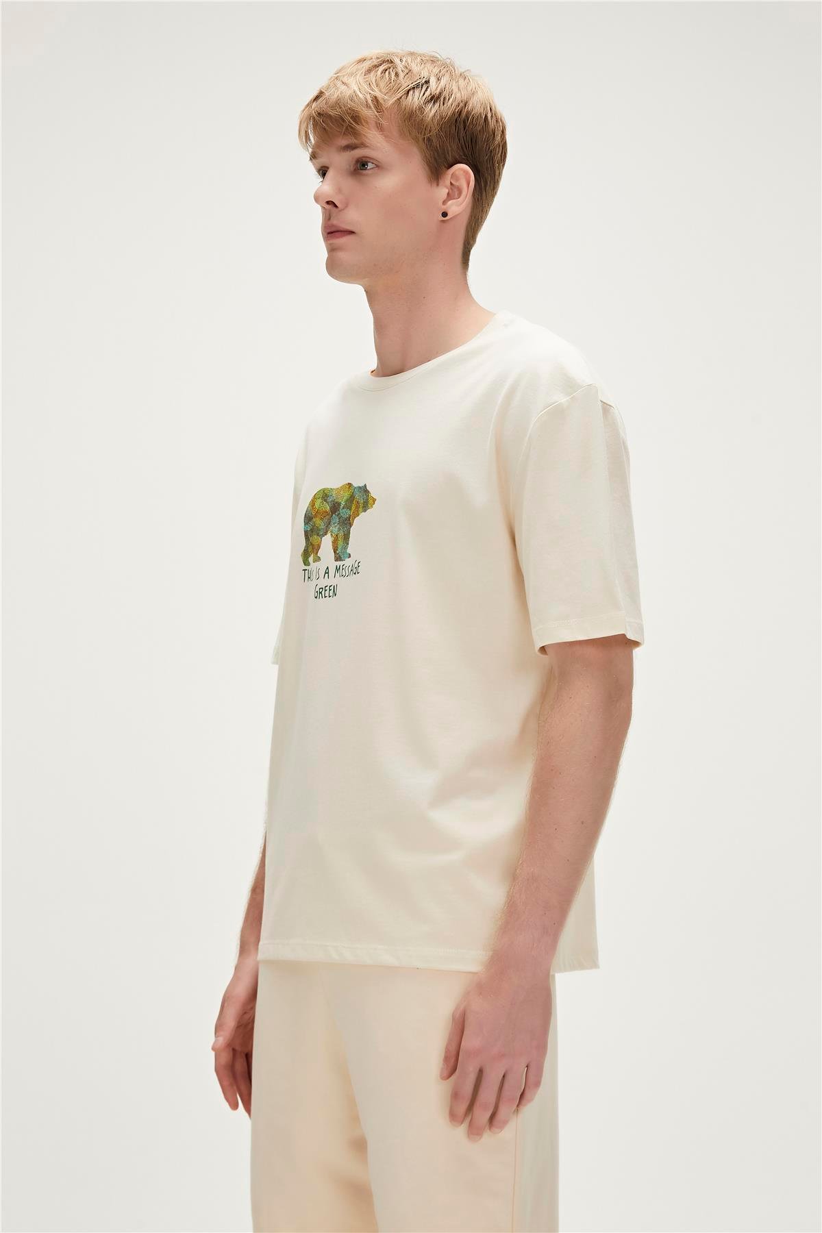 Re-Finger Recycle Marshmallow Beyaz T-Shirt Baskılı Erkek Tişört