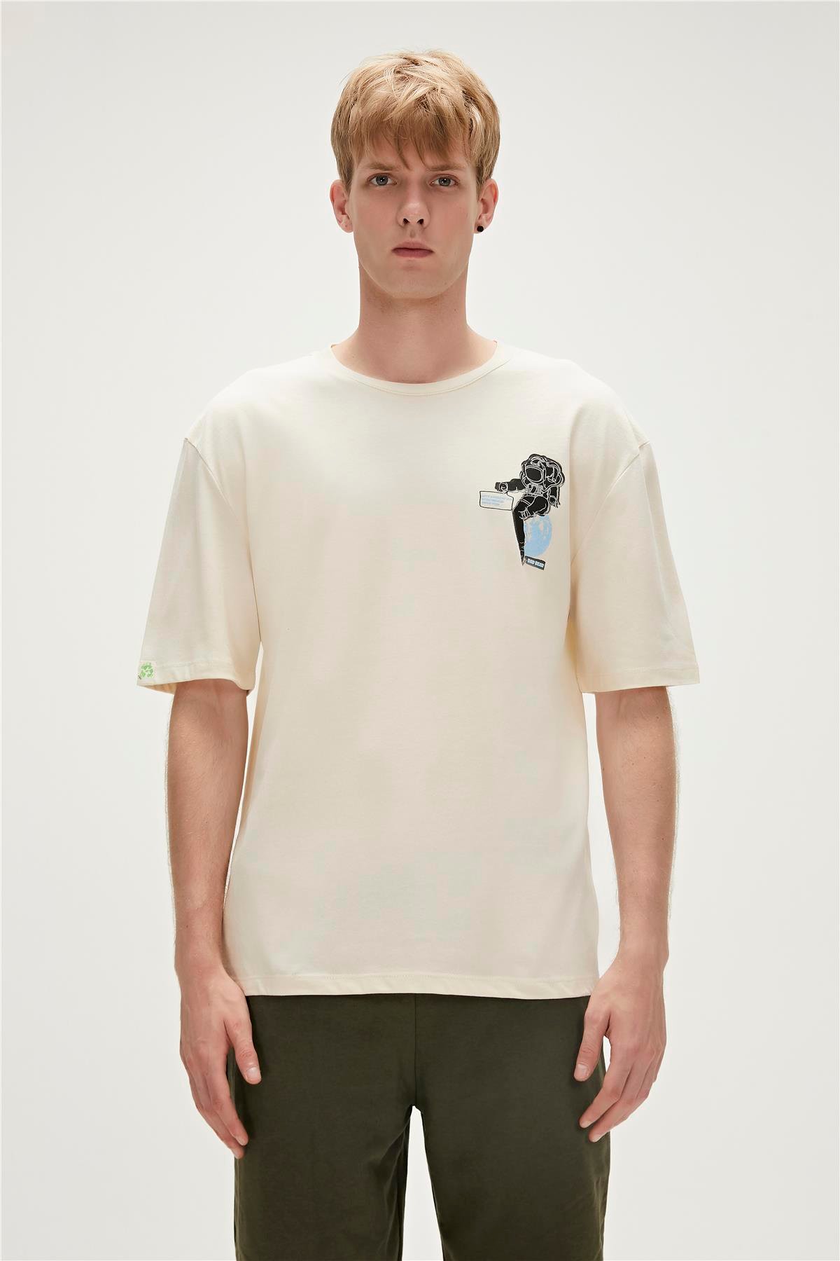 Re-Life Recycle Marshmallow Beyaz T-Shirt Baskılı Erkek Tişört