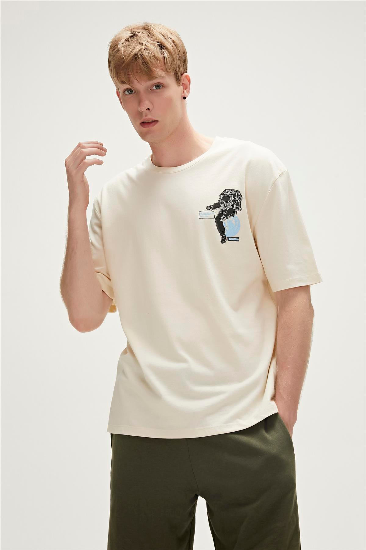 Re-Life Recycle Marshmallow Beyaz T-Shirt Baskılı Erkek Tişört