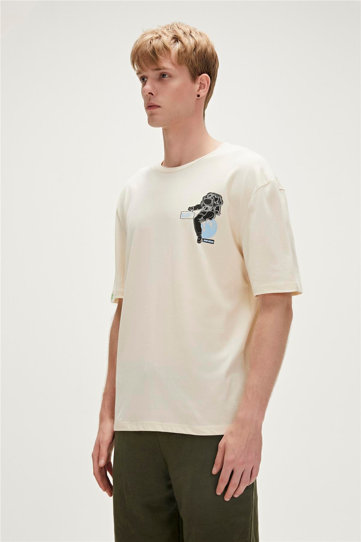 Re-Life Recycle Marshmallow Beyaz T-Shirt Baskılı Erkek Tişört