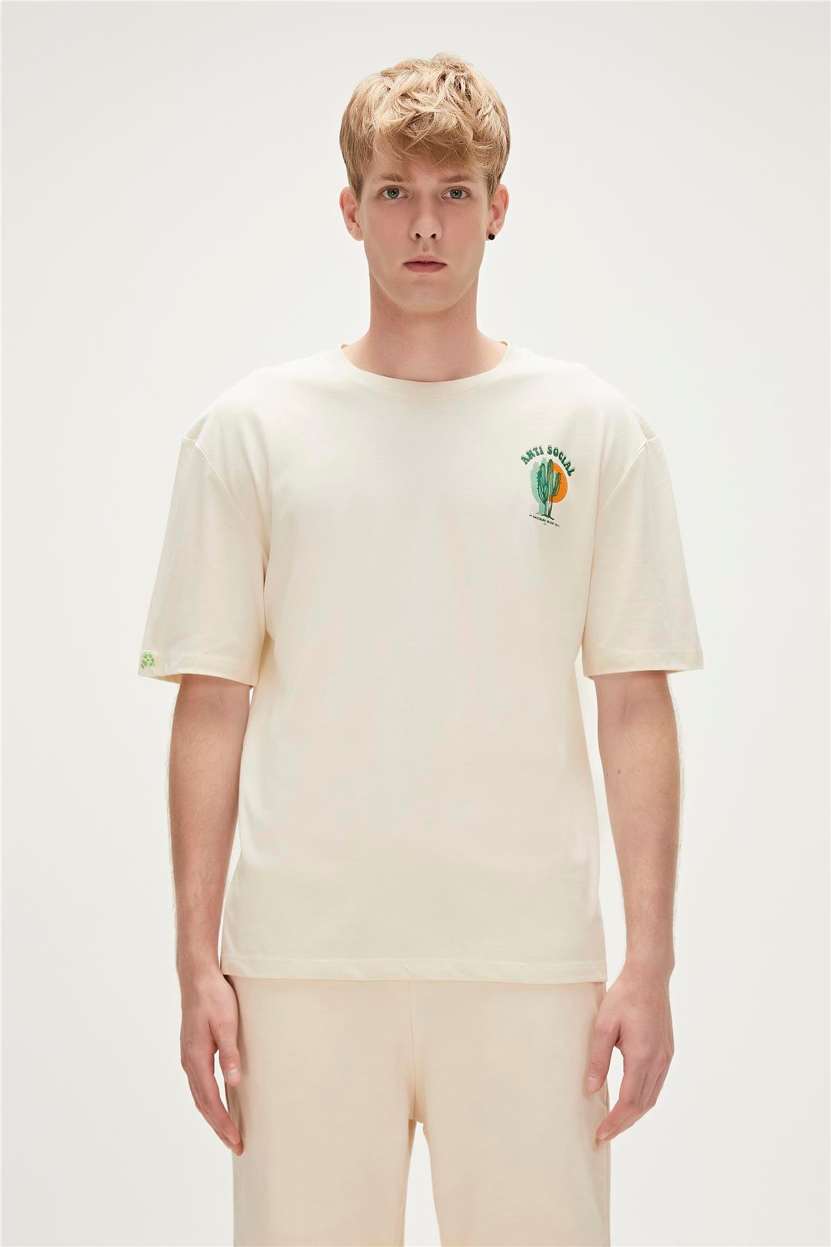 Re-Social Recycle Marshmallow Beyaz T-Shirt Baskılı Erkek Tişört