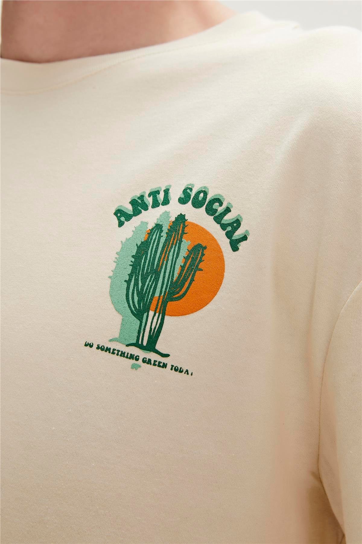 Re-Social Recycle Marshmallow Beyaz T-Shirt Baskılı Erkek Tişört