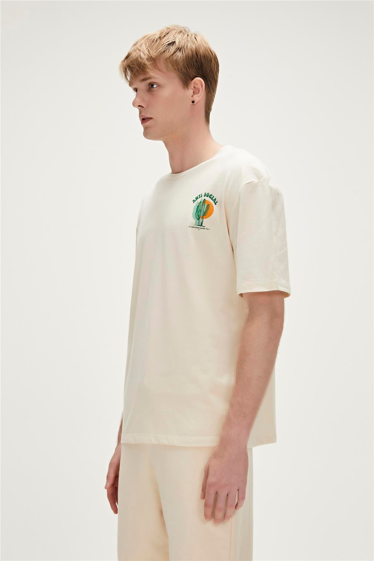 Re-Social Recycle Marshmallow Beyaz T-Shirt Baskılı Erkek Tişört