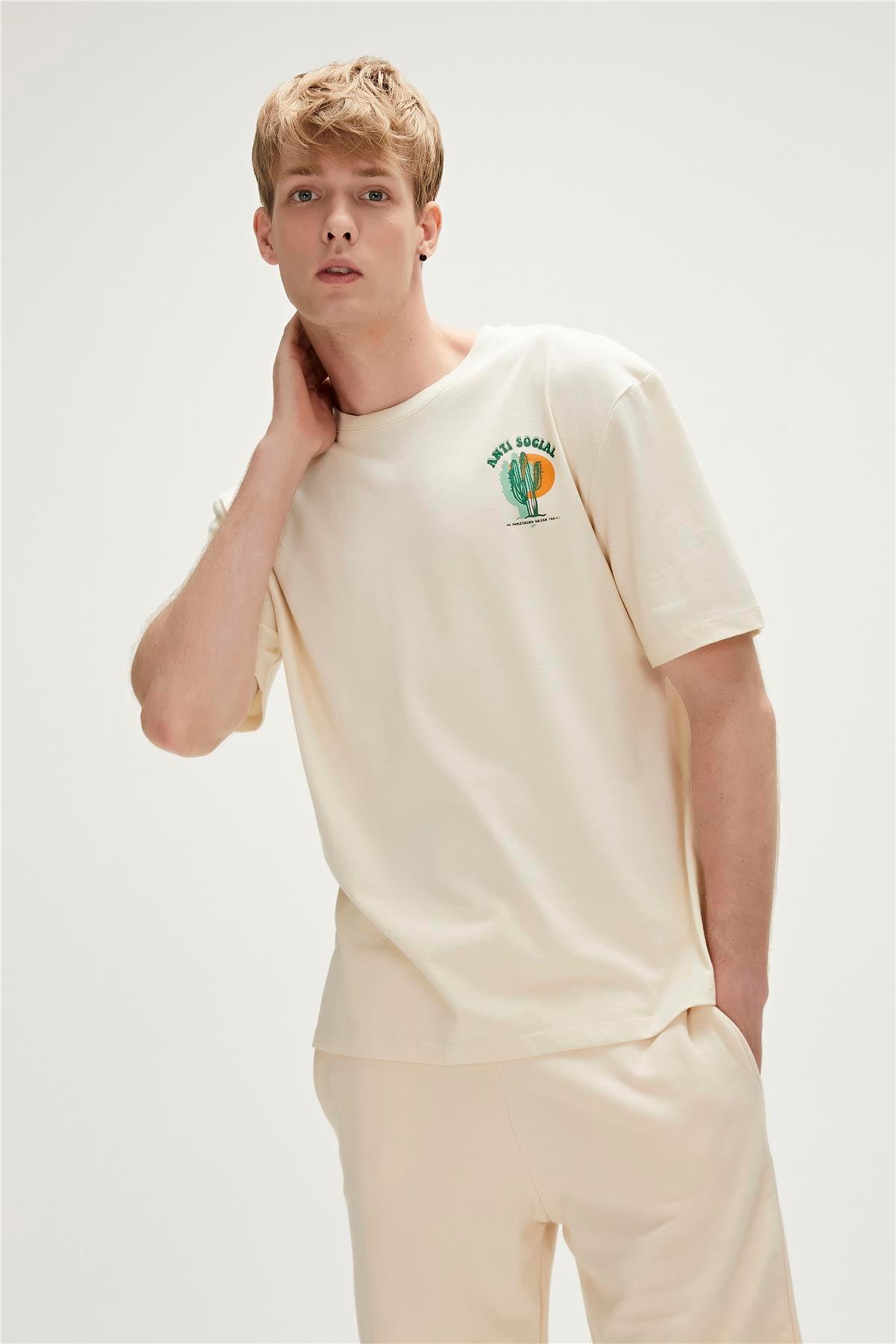 Re-Social Recycle Marshmallow Beyaz T-Shirt Baskılı Erkek Tişört