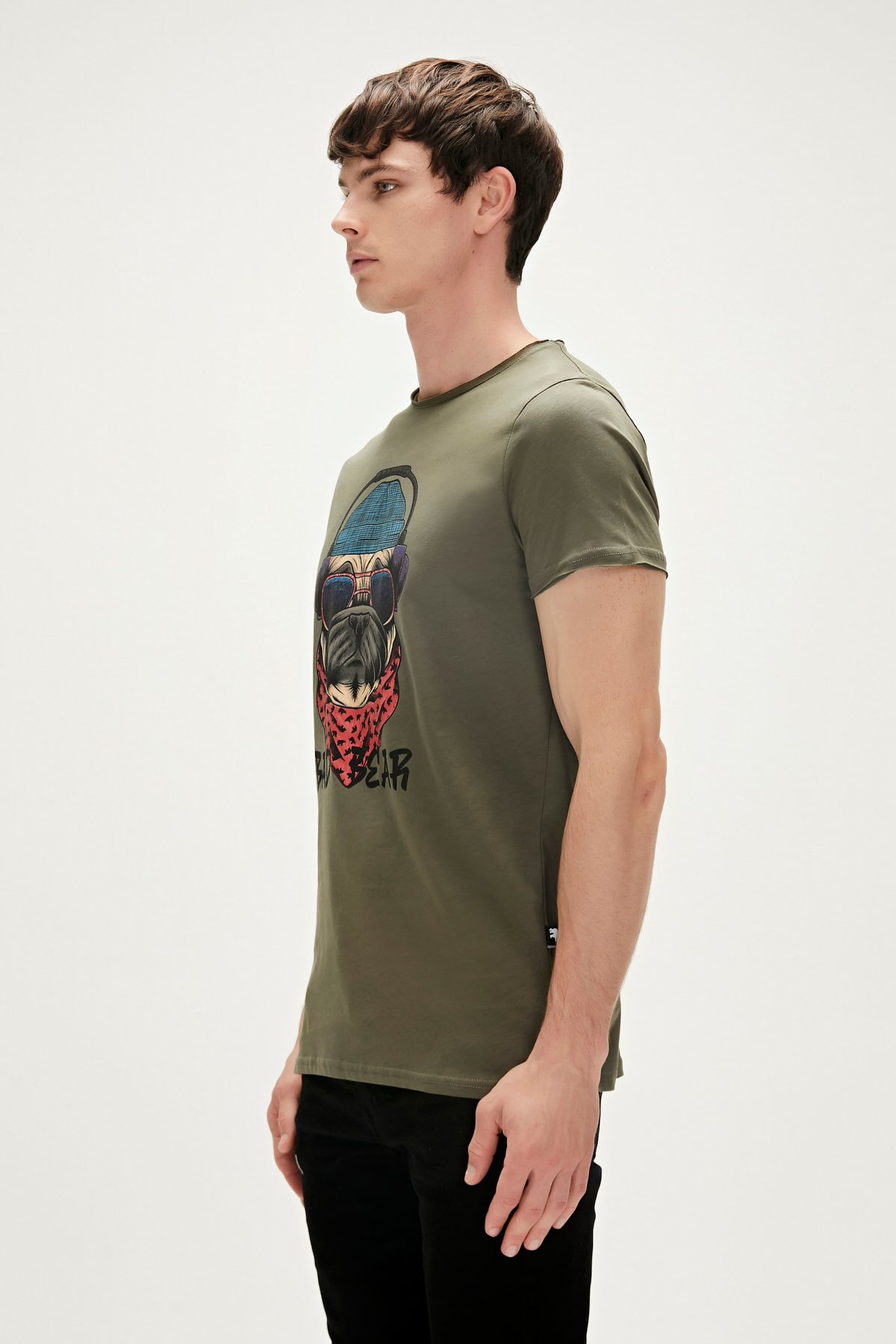Reckless T-Shirt Haki Yeşil 3D Baskılı Erkek Tişört