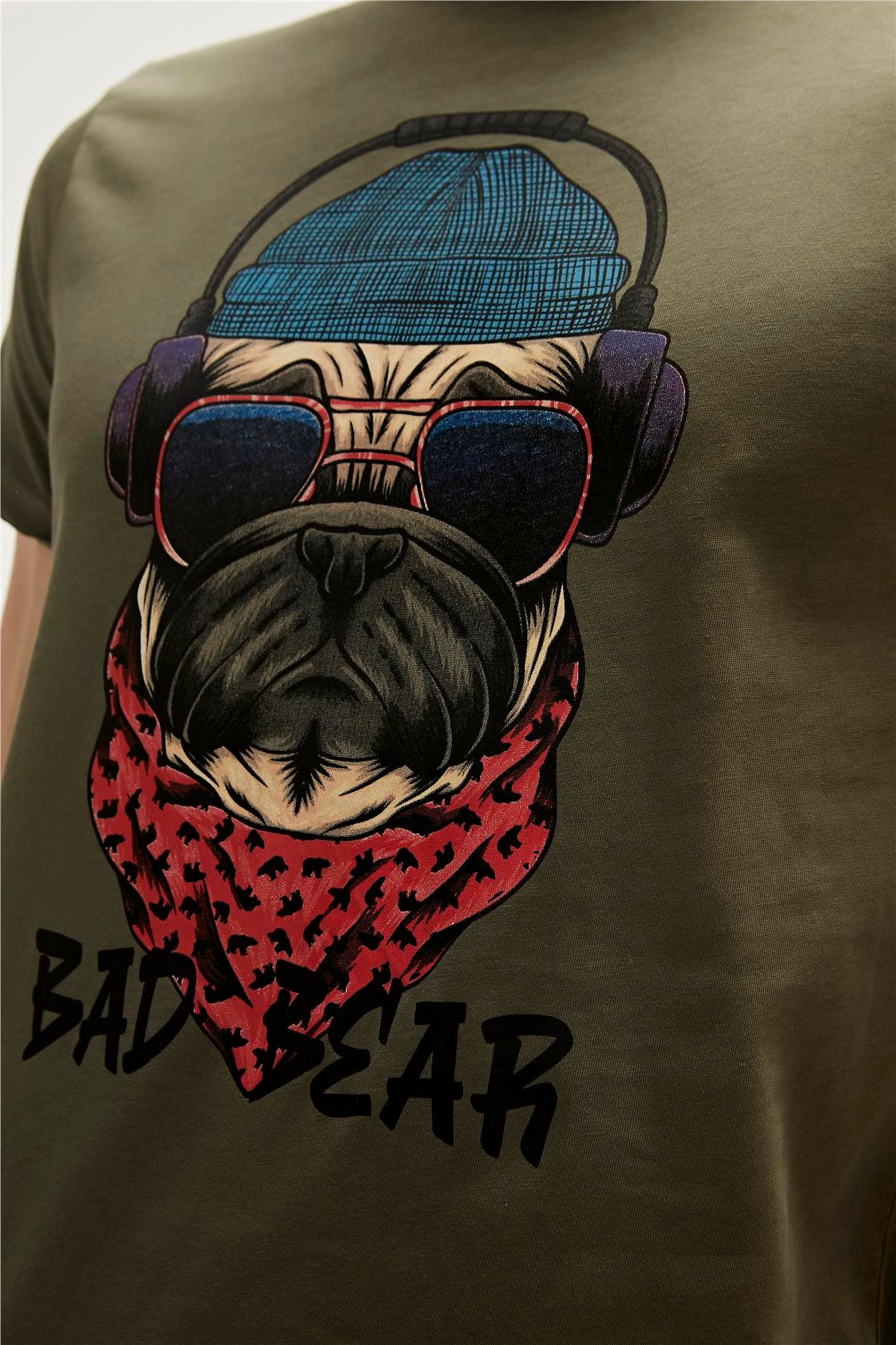 Reckless T-Shirt Haki Yeşil 3D Baskılı Erkek Tişört