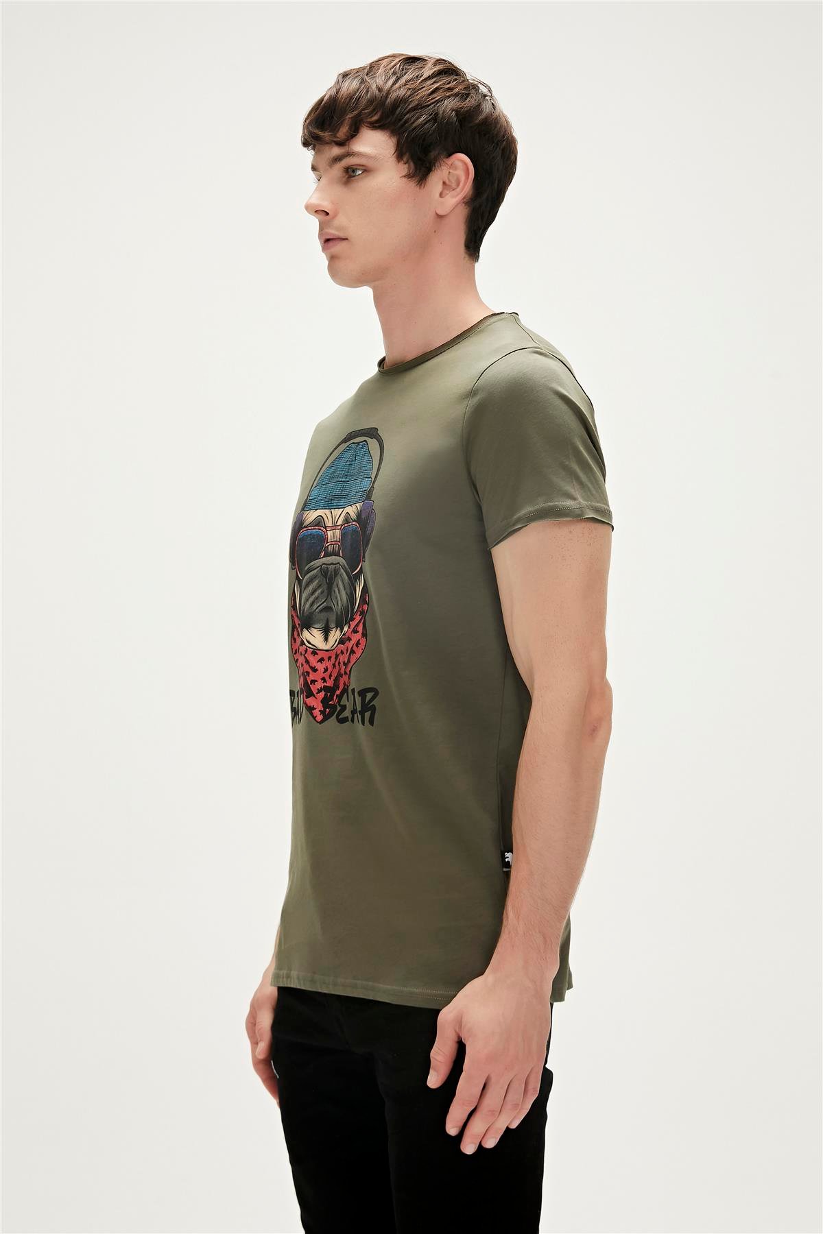 Reckless T-Shirt Haki Yeşil 3D Baskılı Erkek Tişört