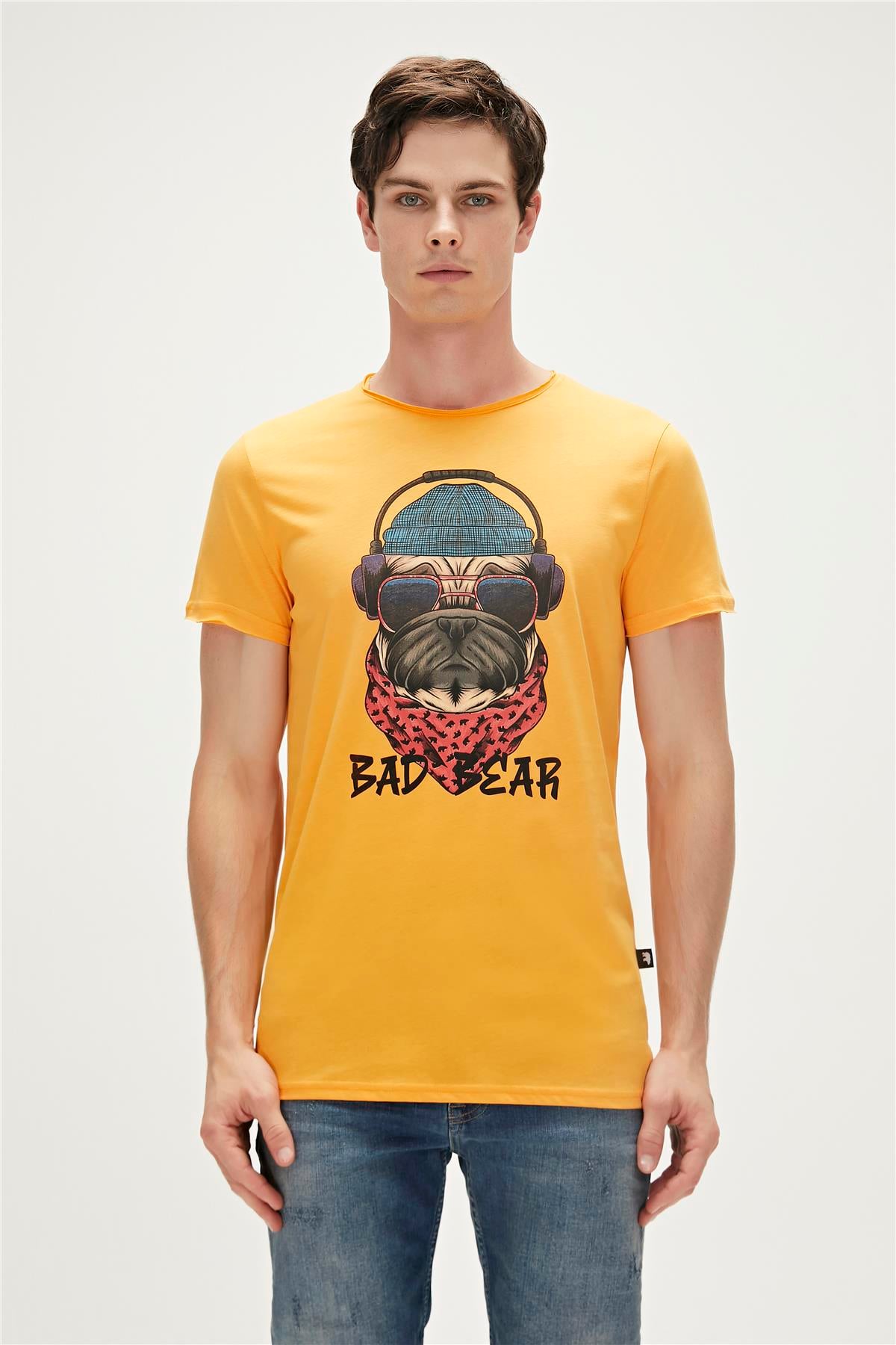 Reckless T-Shirt Hardal Sarı 3D Baskılı Erkek Tişört