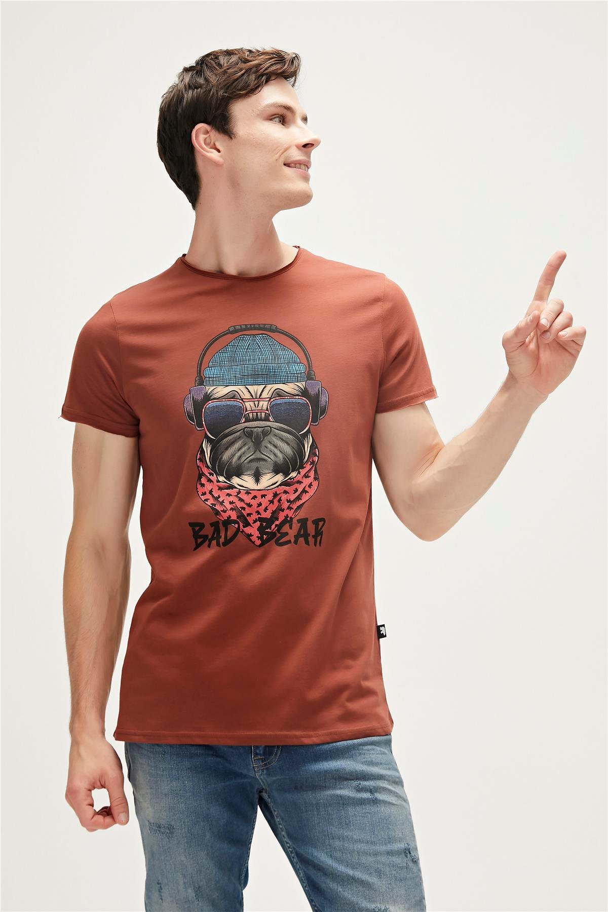 Reckless T-Shirt Woody Kahverengi3D Baskılı Erkek Tişört