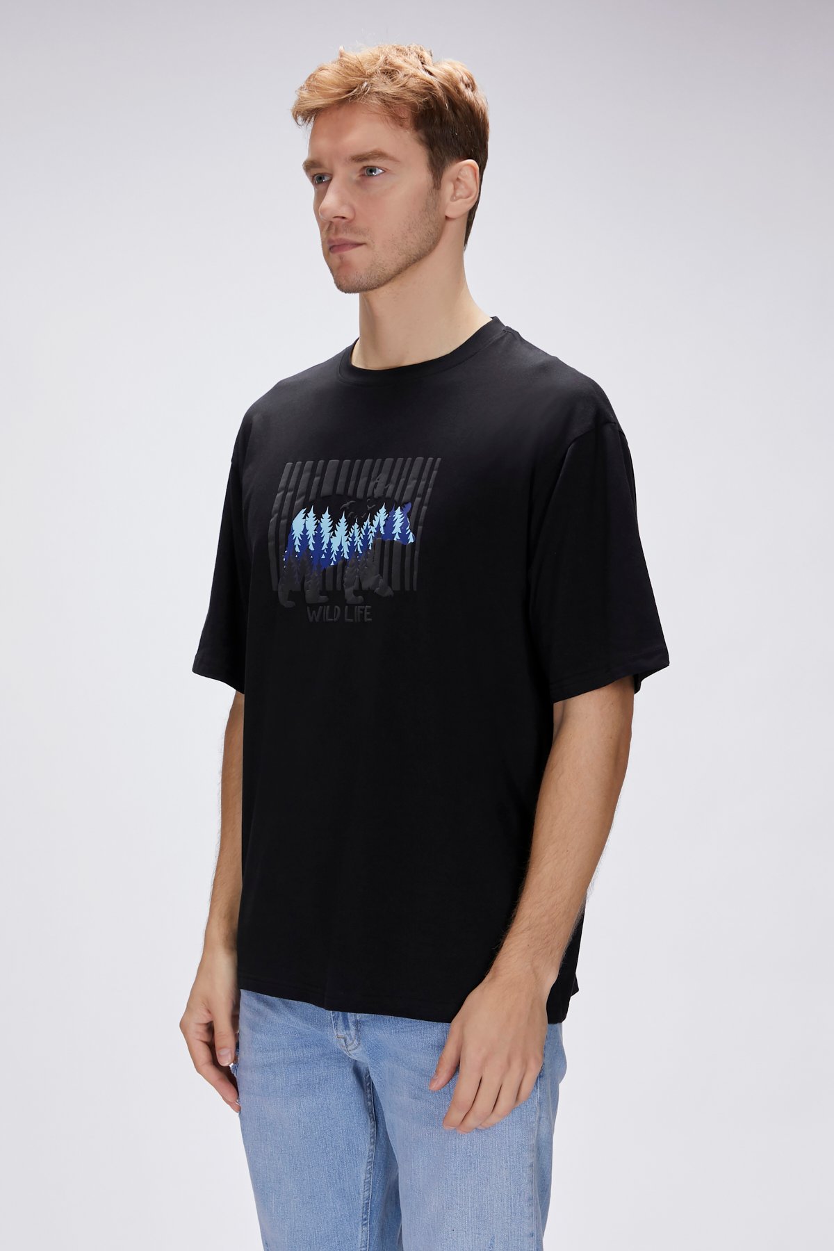Reid Siyah Erkek Oversize Tişört