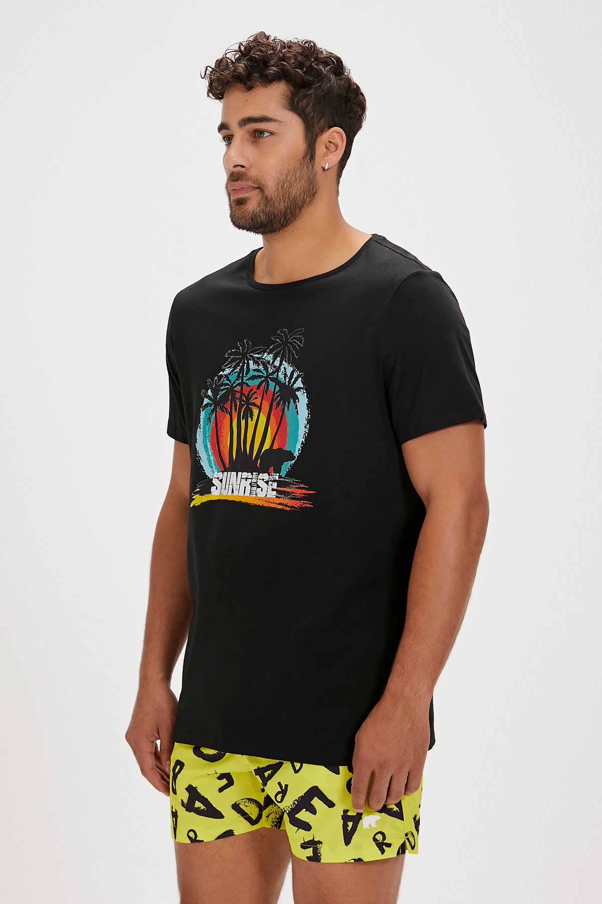 Ricardo Siyah Baskılı Erkek Tişört