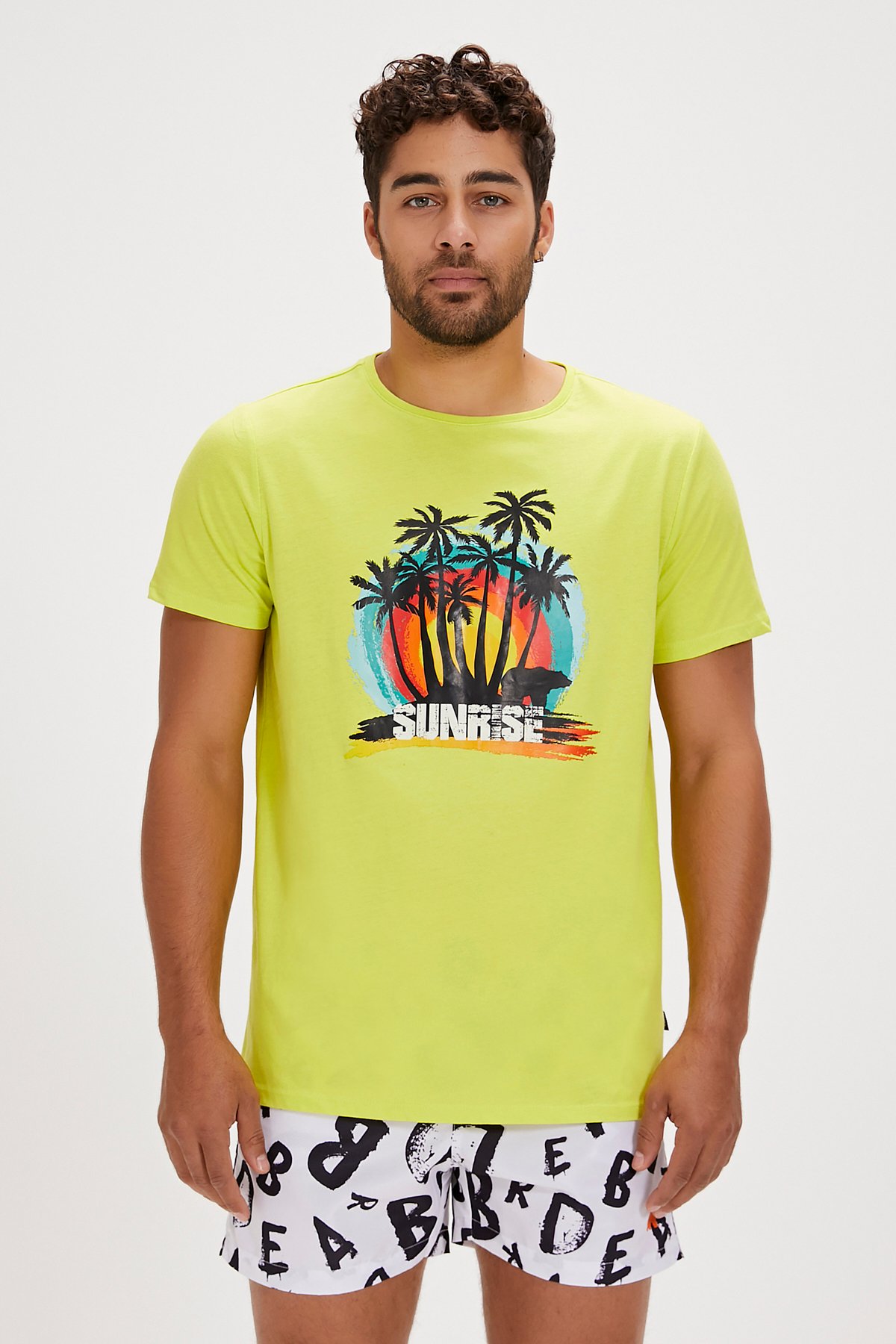 Ricardo Yeşil Baskılı Erkek Tişört