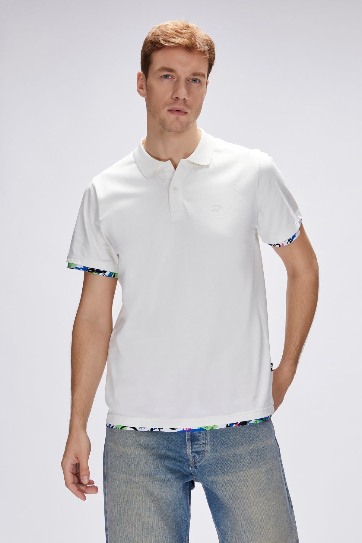 Rubin Beyaz Polo Yaka Erkek Tişört