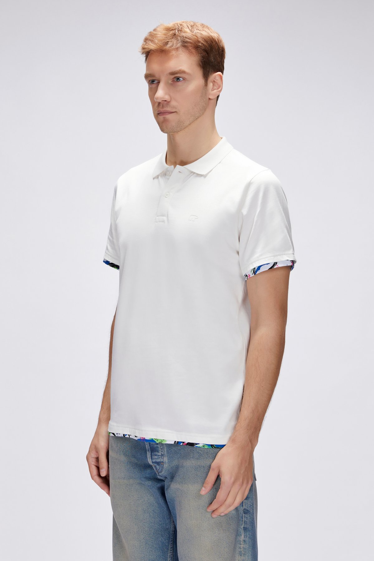 Rubin Beyaz Polo Yaka Erkek Tişört