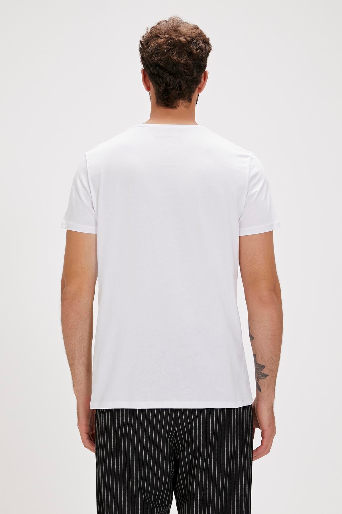 Solid T-Shirt Beyaz Basic Erkek Tişört 
