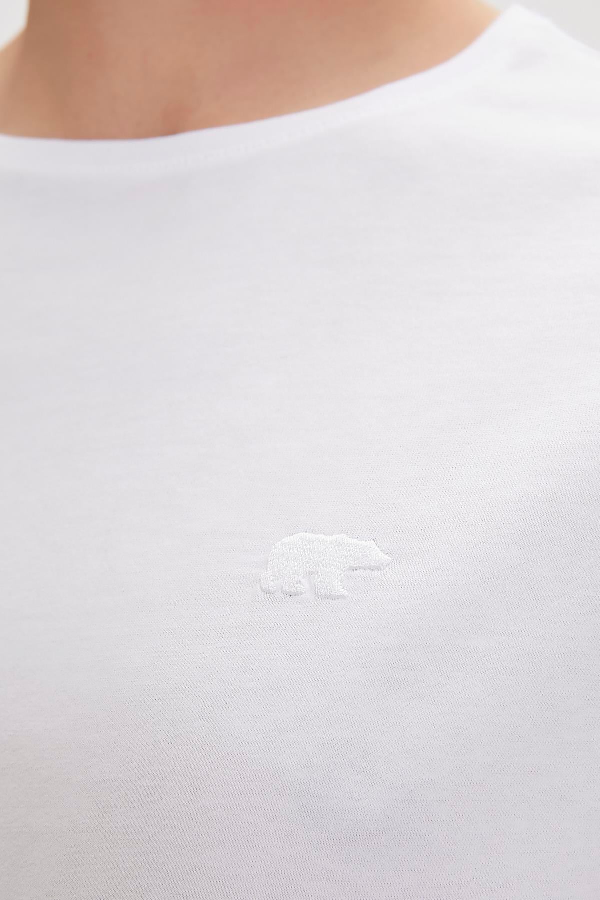 Solid T-Shirt Beyaz Basic Erkek Tişört 