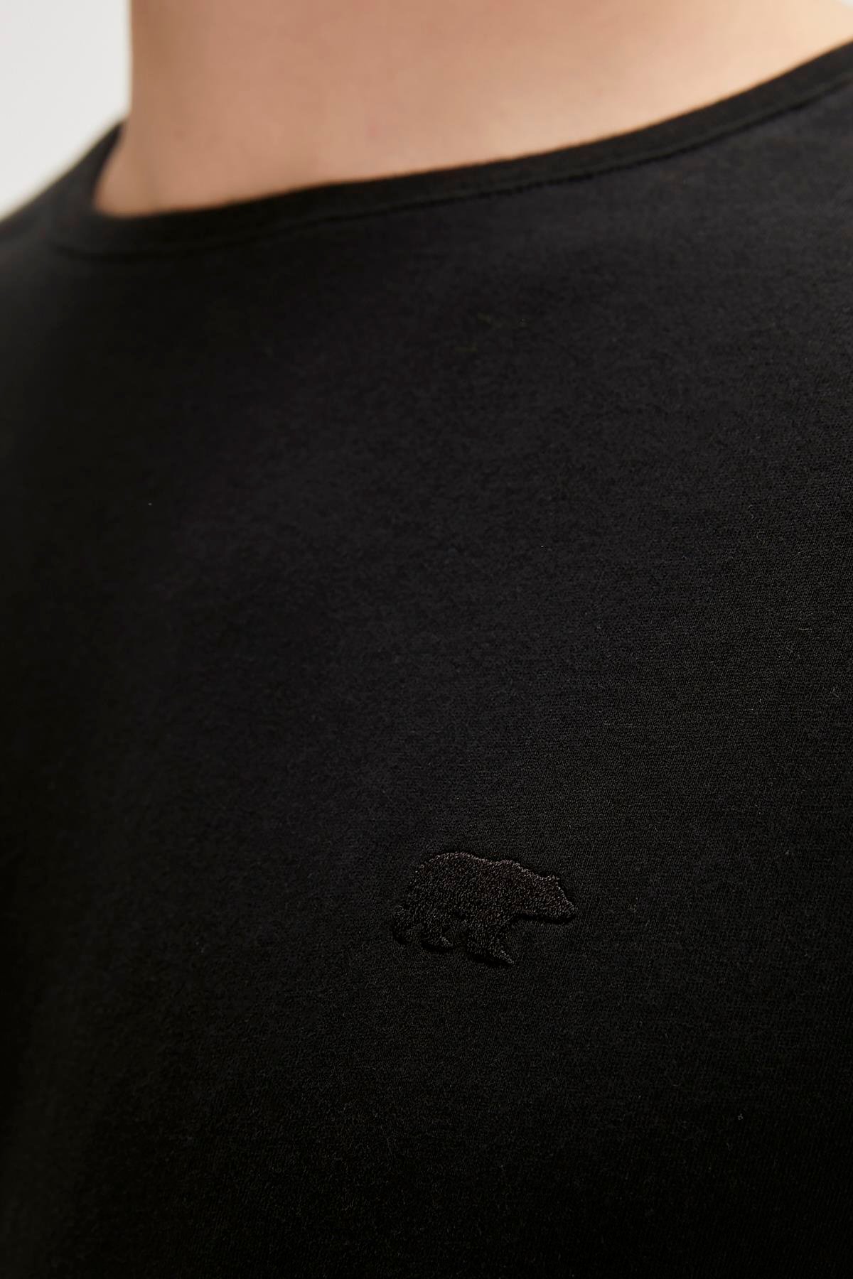 Solid T-Shirt Siyah Basic Erkek Tişört 