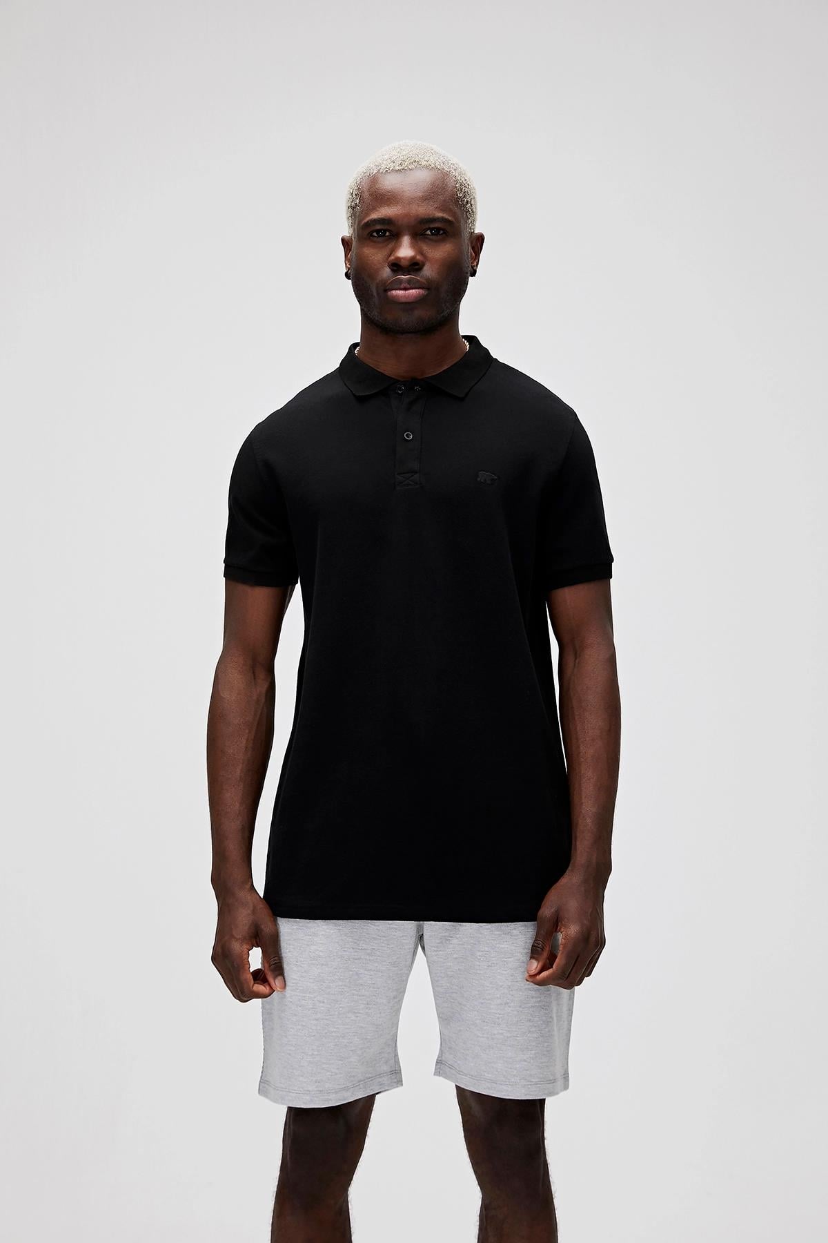 Stark KS Siyah Polo Yaka King Size Erkek T-Shirt
