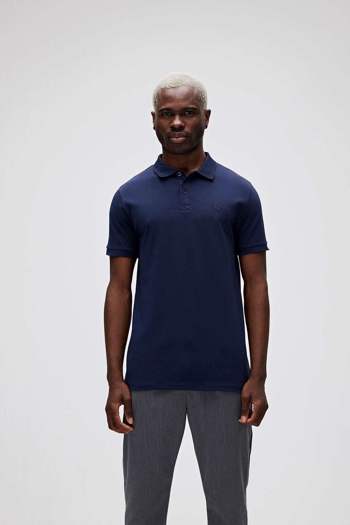 Stark Lacivert Polo Yaka Erkek T-Shirt