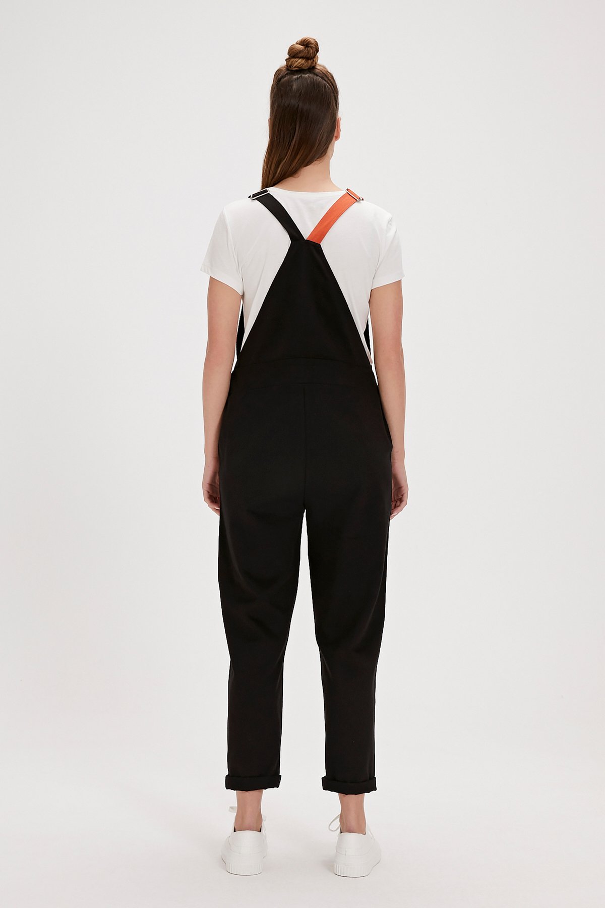 Taya Siyah Yandan Cepli Baskılı Kadın Tulum