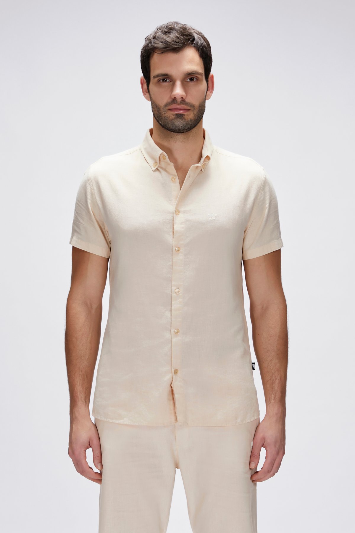 Tindra Bej Kısa Kollu Erkek Gömlek