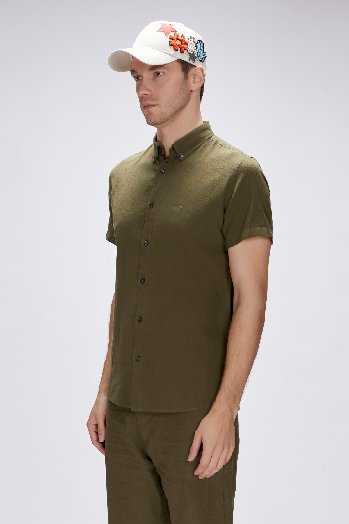 Tindra Haki Kısa Kollu Erkek Gömlek