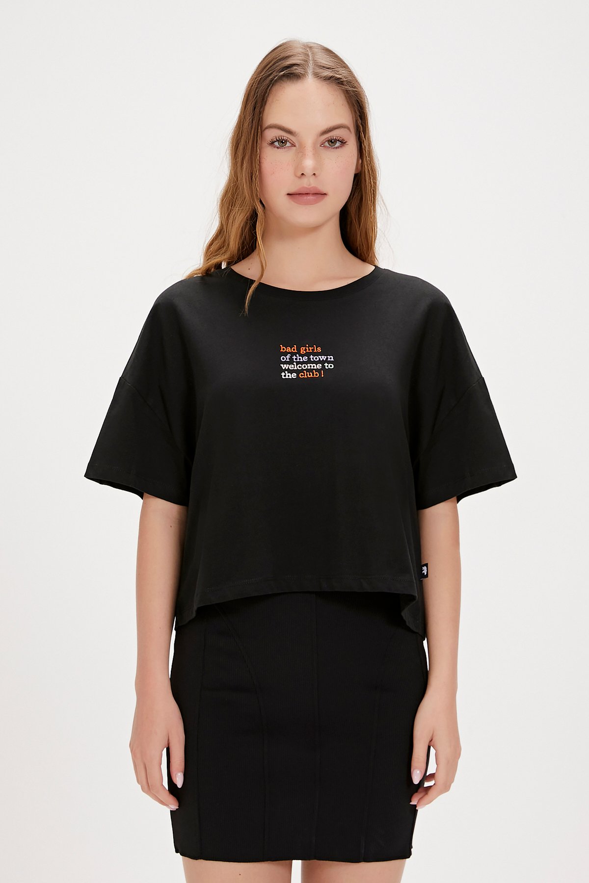 Town Siyah Baskılı Kadın Tişört