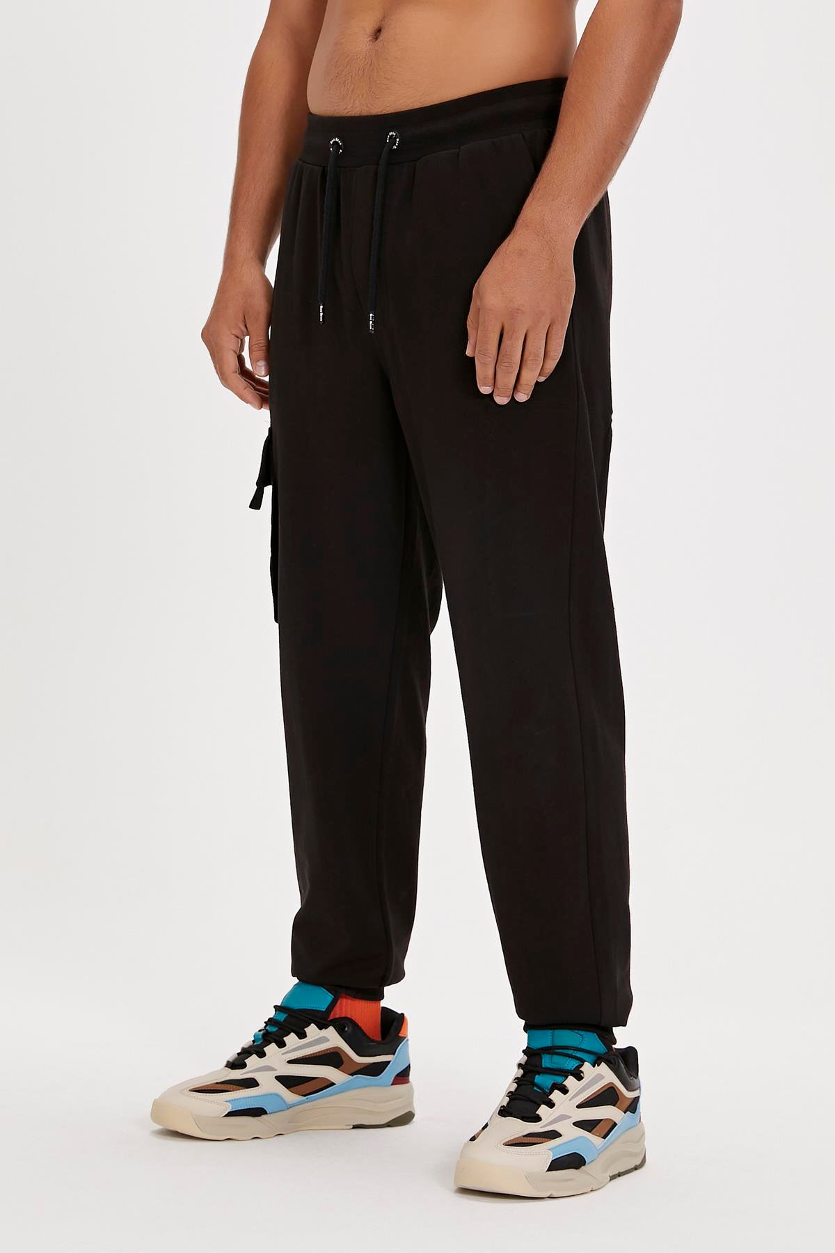 Valencia Pants Siyah Kargo Cep Erkek Eşofman Altı