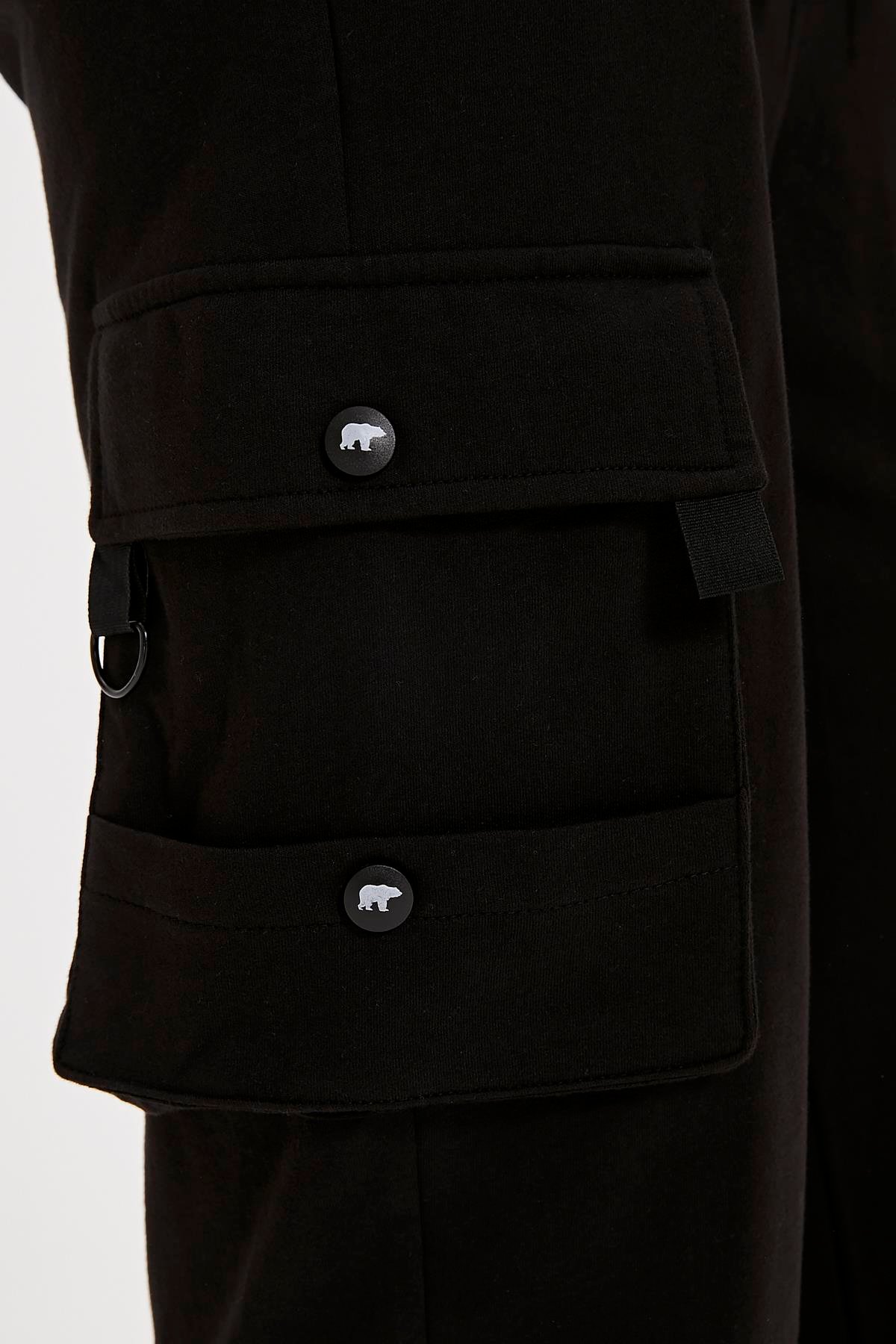 Valencia Pants Siyah Kargo Cep Erkek Eşofman Altı