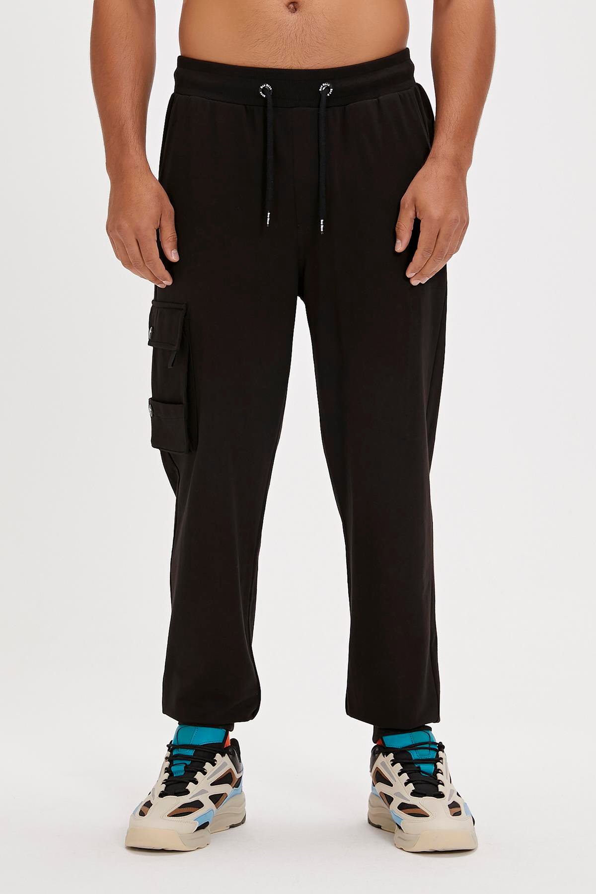 Valencia Pants Siyah Kargo Cep Erkek Eşofman Altı